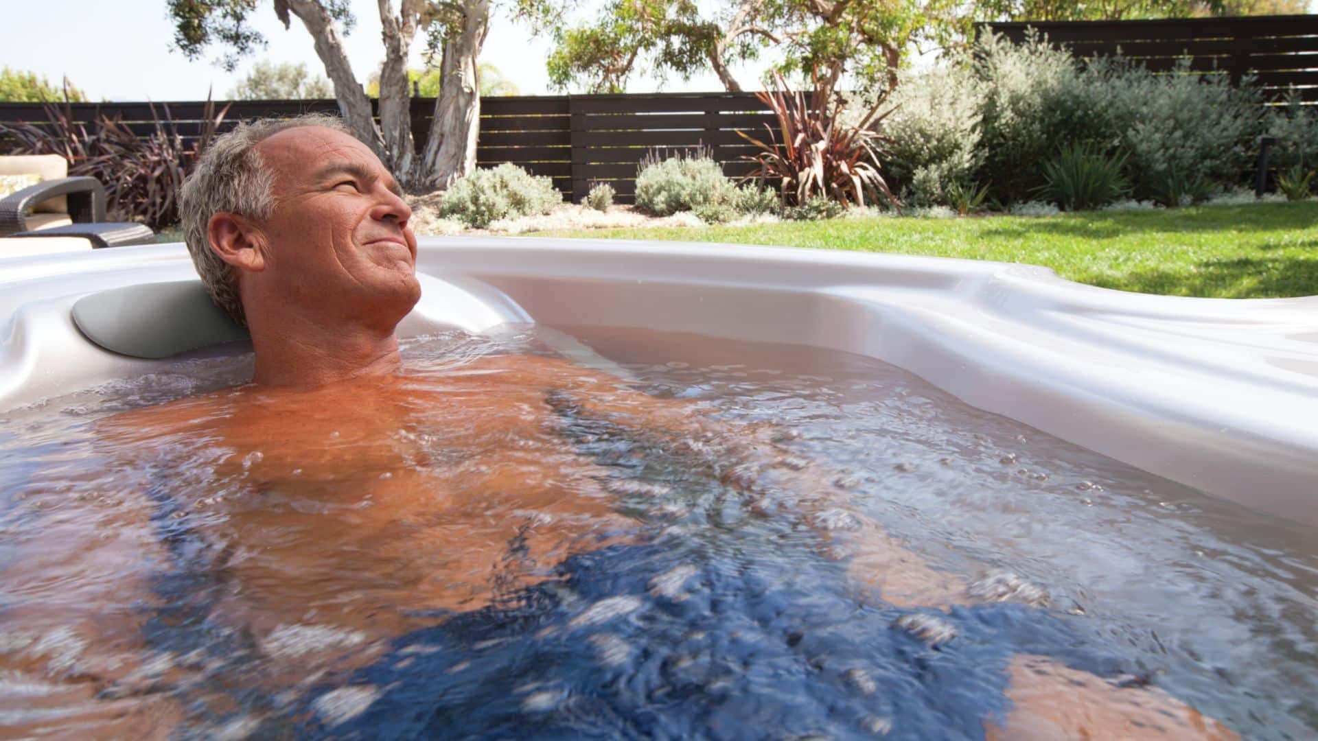 man, gray hair, white hot tub, Full HD Desktop Wallpaper