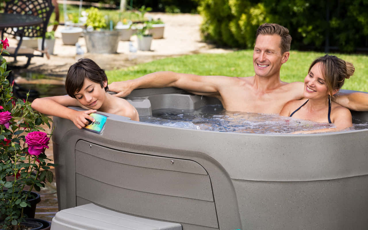 gray hot tub, green grass, pink roses, HD Desktop Wallpaper