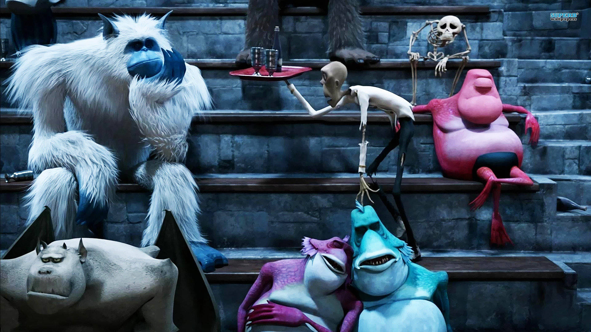 Hotel Transylvania, monsters, stone steps, Full HD Desktop Wallpaper