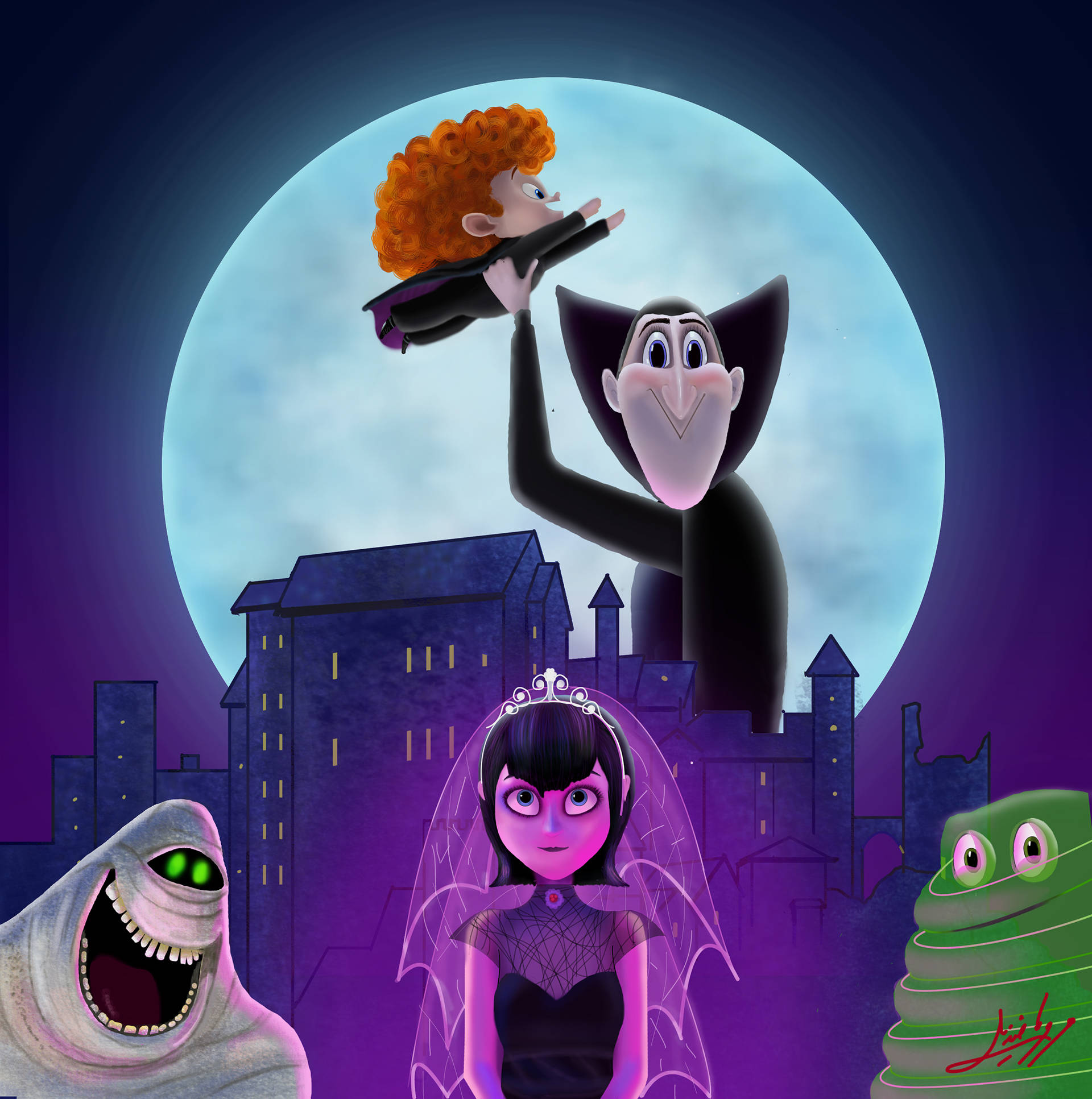 Hotel Transylvania 2, vampire, red-haired girl, Full HD Phone Wallpaper