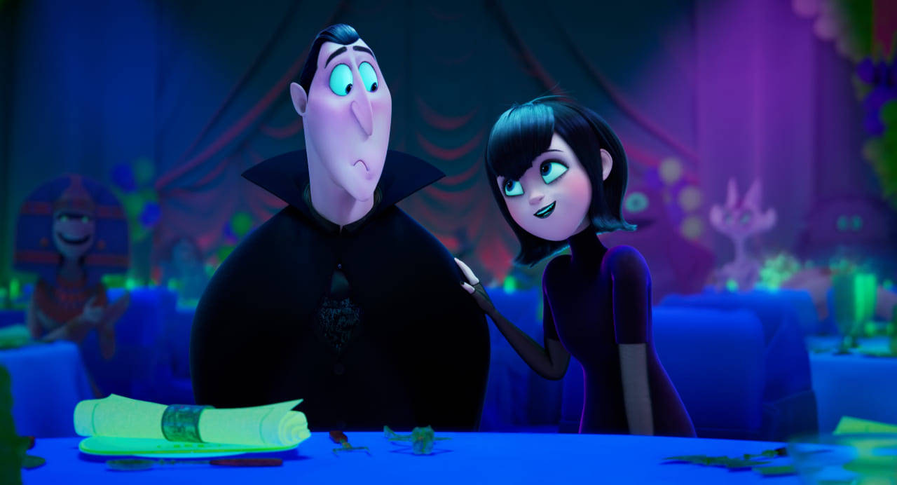 Hotel Transylvania, glowing blue table, dimly lit party room, HD Desktop Wallpaper