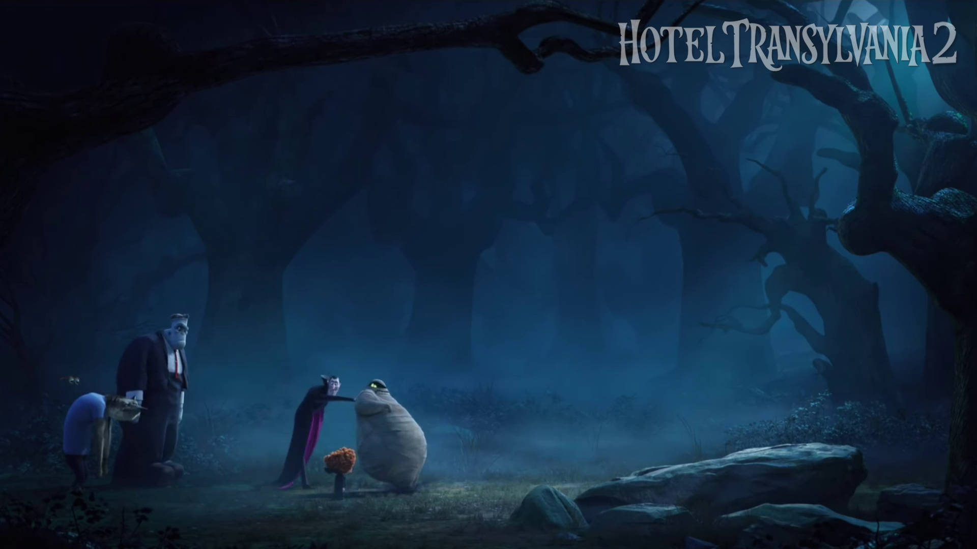 Hotel Transylvania 2, misty forest, twisted trees, Full HD Desktop Wallpaper