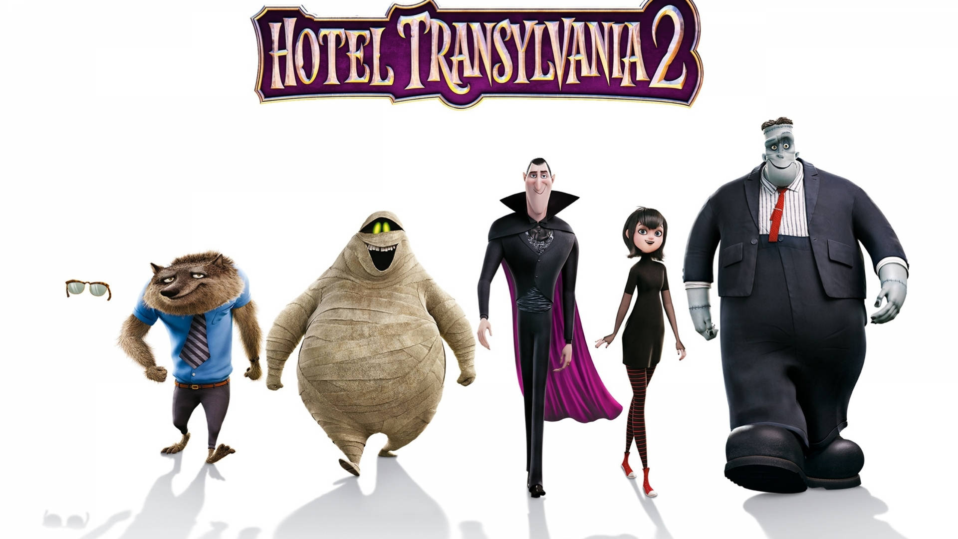 Hotel Transylvania 2, characters, white background, Full HD Desktop Wallpaper