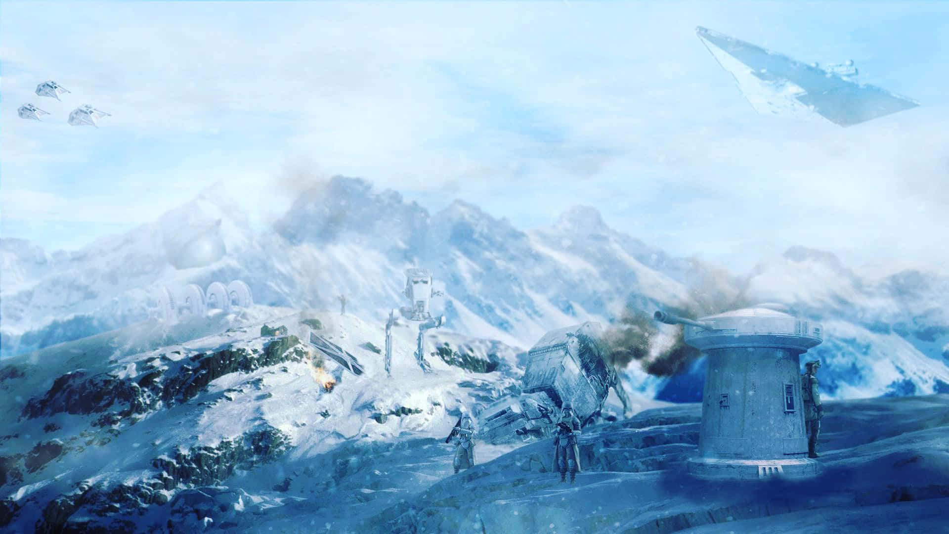 Hoth, snowy mountain landscape, futuristic structures, Full HD Desktop Wallpaper