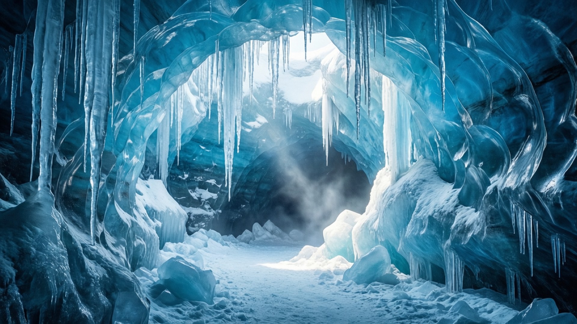 Hoth, blue ice caves, ice cave glow, Full HD Desktop Wallpaper