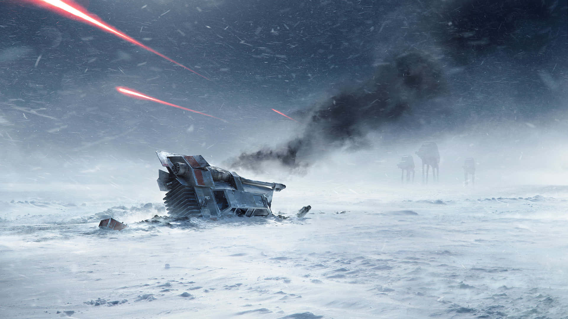 Hoth, snowy mountains, crashed spaceship, Full HD Desktop Wallpaper