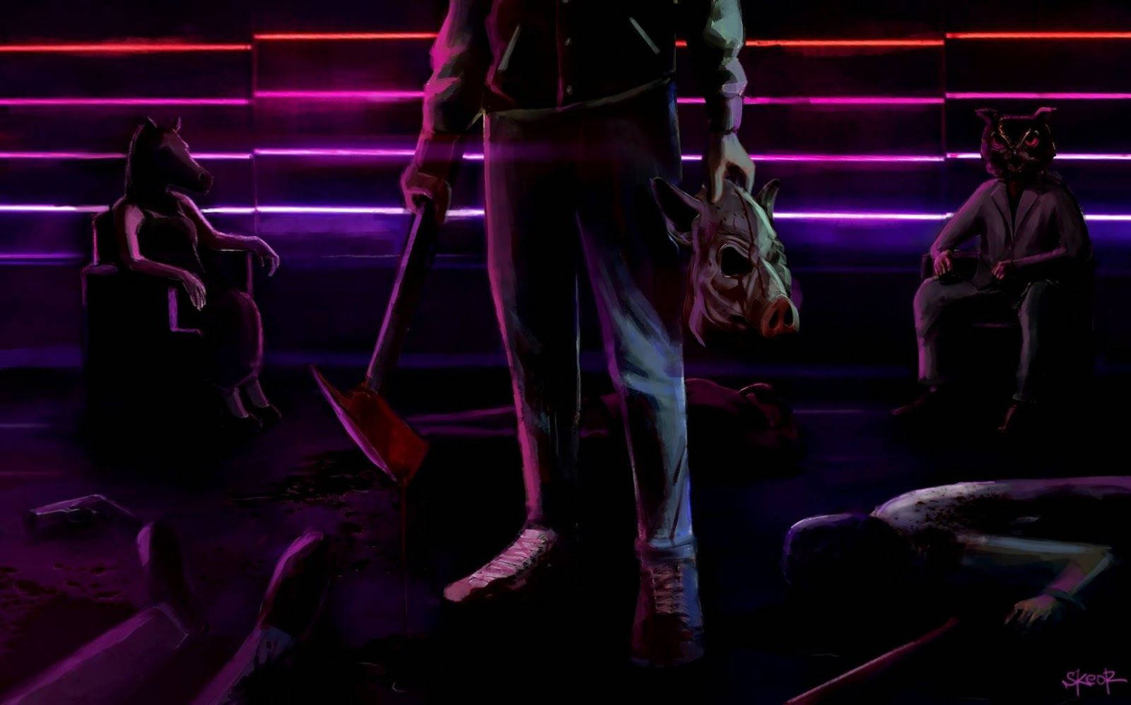 Hotline Miami, neon pink, neon red, HD Desktop Wallpaper