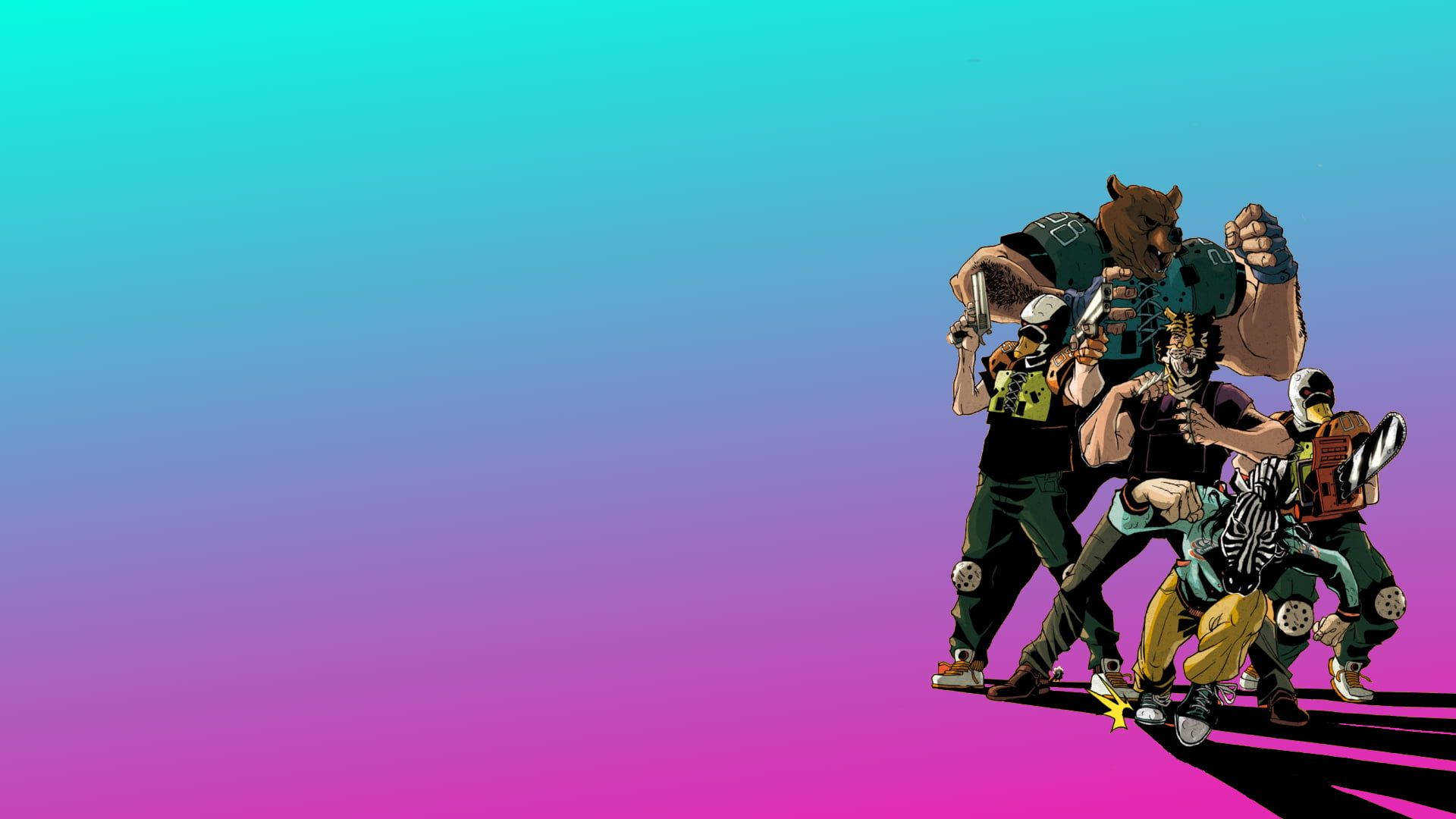 Hotline Miami, neon-filled world, animal heads, Full HD Desktop Wallpaper