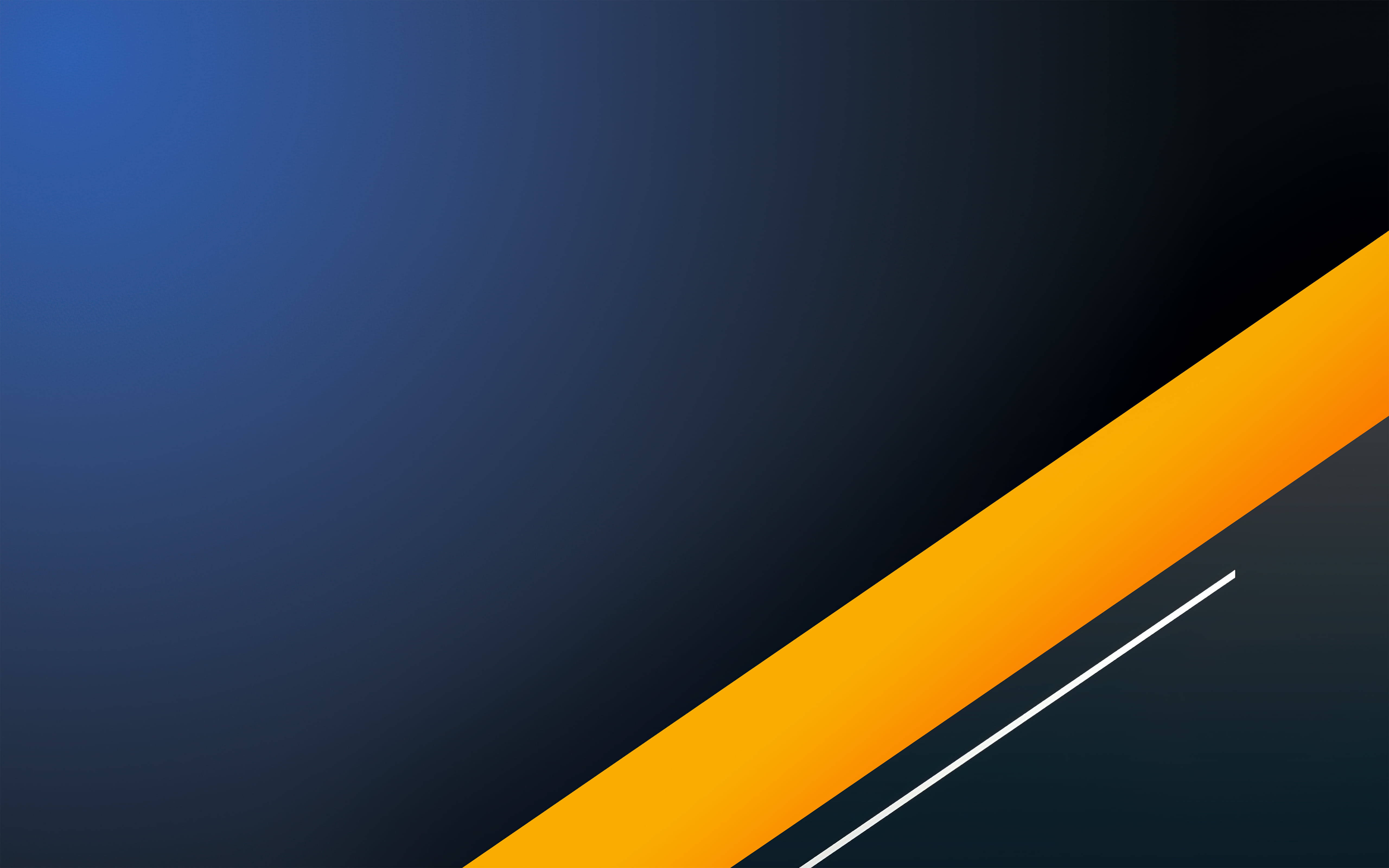 minimalist digital art, yellow stripe, gradient blue to black background, 5K Desktop Wallpaper
