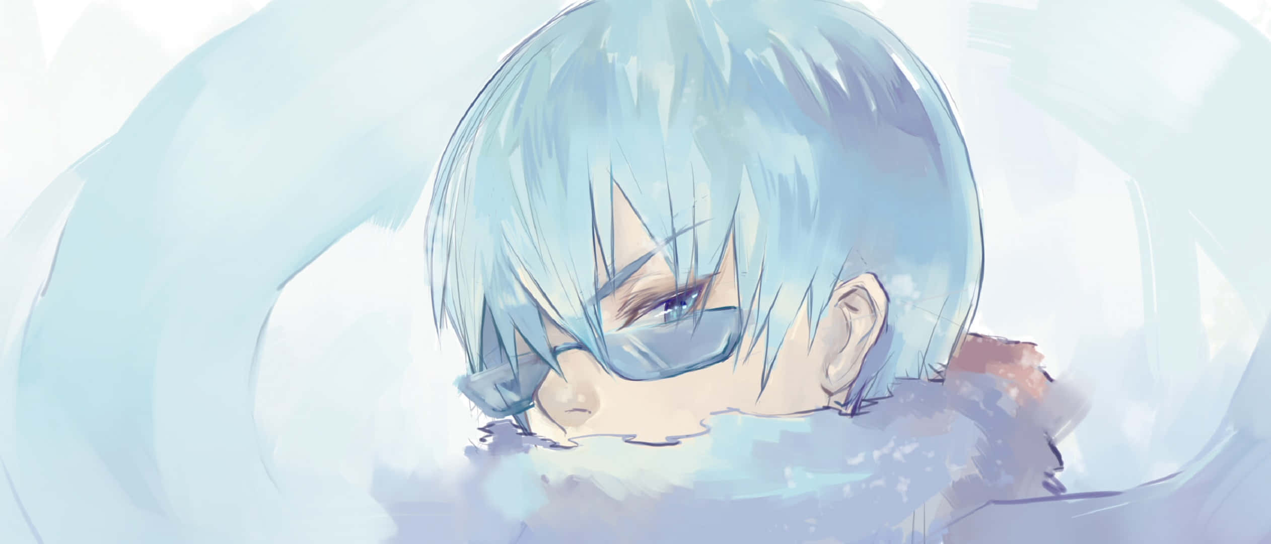 Houka Inumuta, light blue hair, glasses, Full HD Desktop Wallpaper