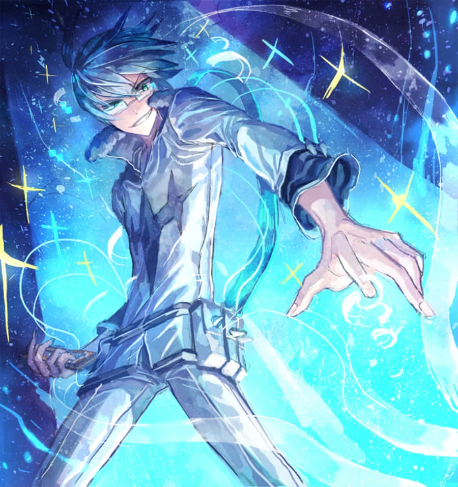 Houka Inumuta, blue-haired anime boy, silver outfit, SD Phone Wallpaper