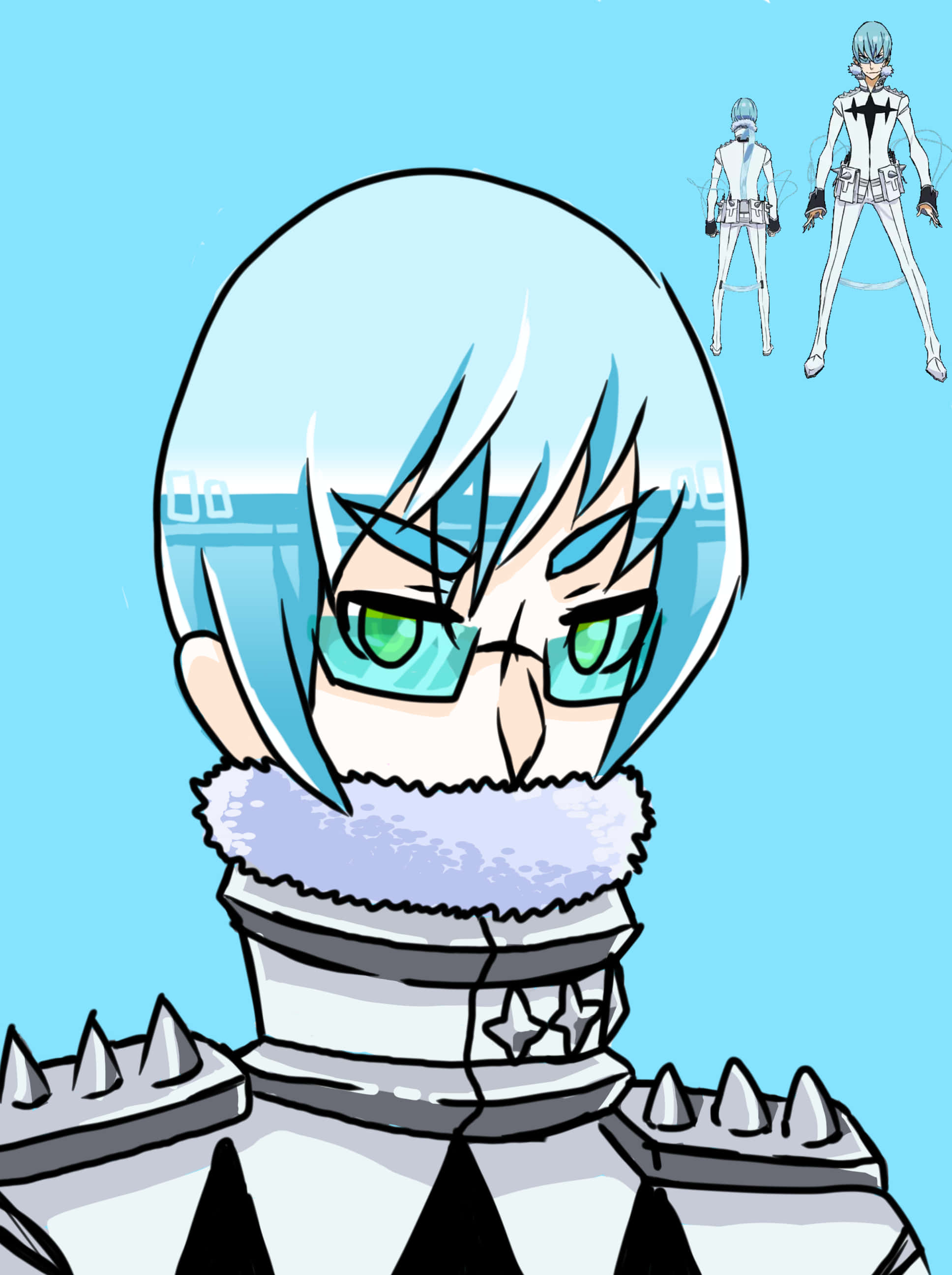 Houka Inumuta, icy blue hair, green eyes, 2K Phone Wallpaper