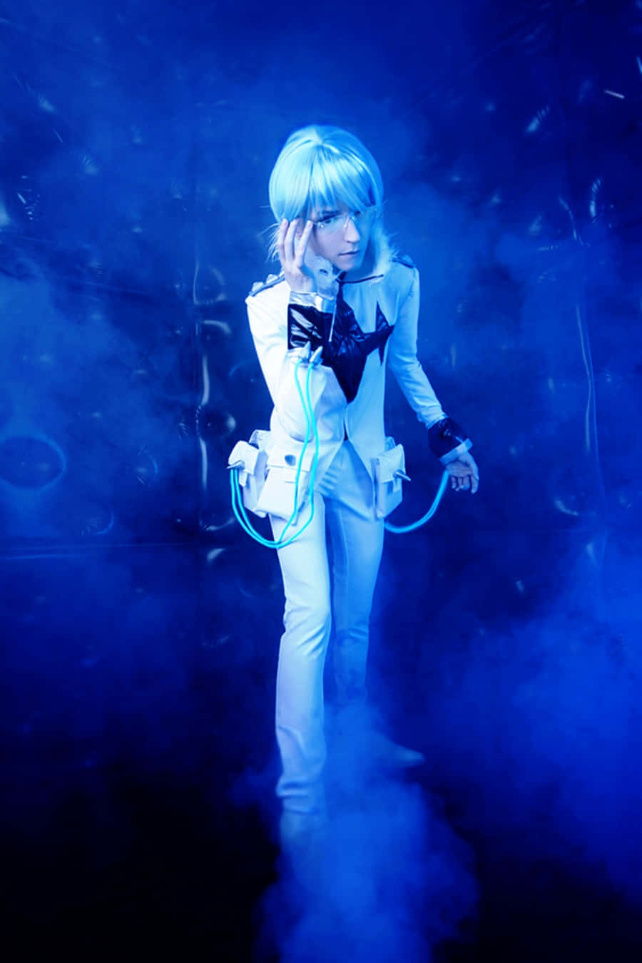 Houka Inumuta, blue hair, white suit, HD Phone Wallpaper