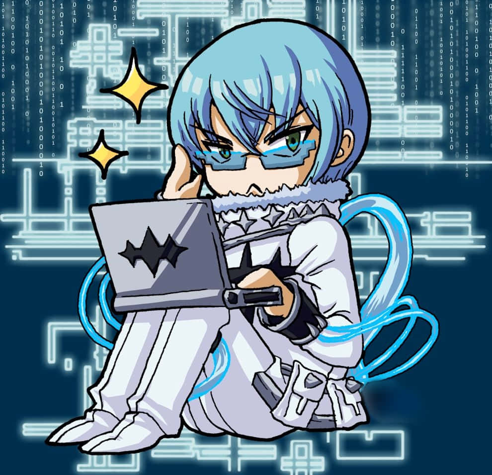 Houka Inumuta, chibi anime character, blue hair, SD Desktop Wallpaper