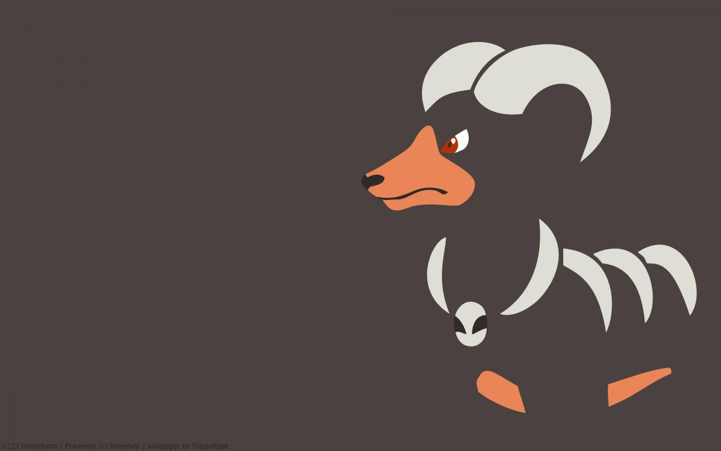 Houndoom, dark gray, white horns, HD Desktop Wallpaper