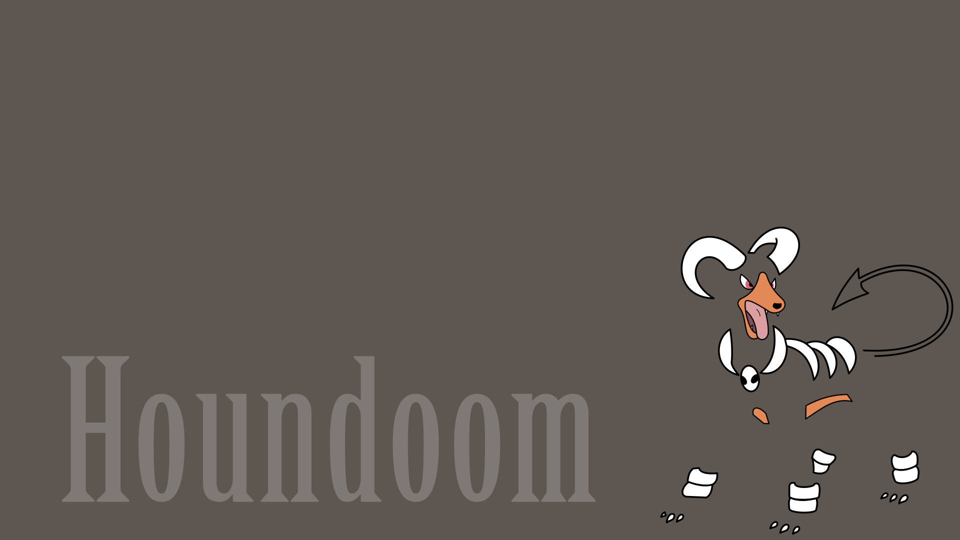 Houndoom, white horns, tail swirls, Full HD Desktop Wallpaper