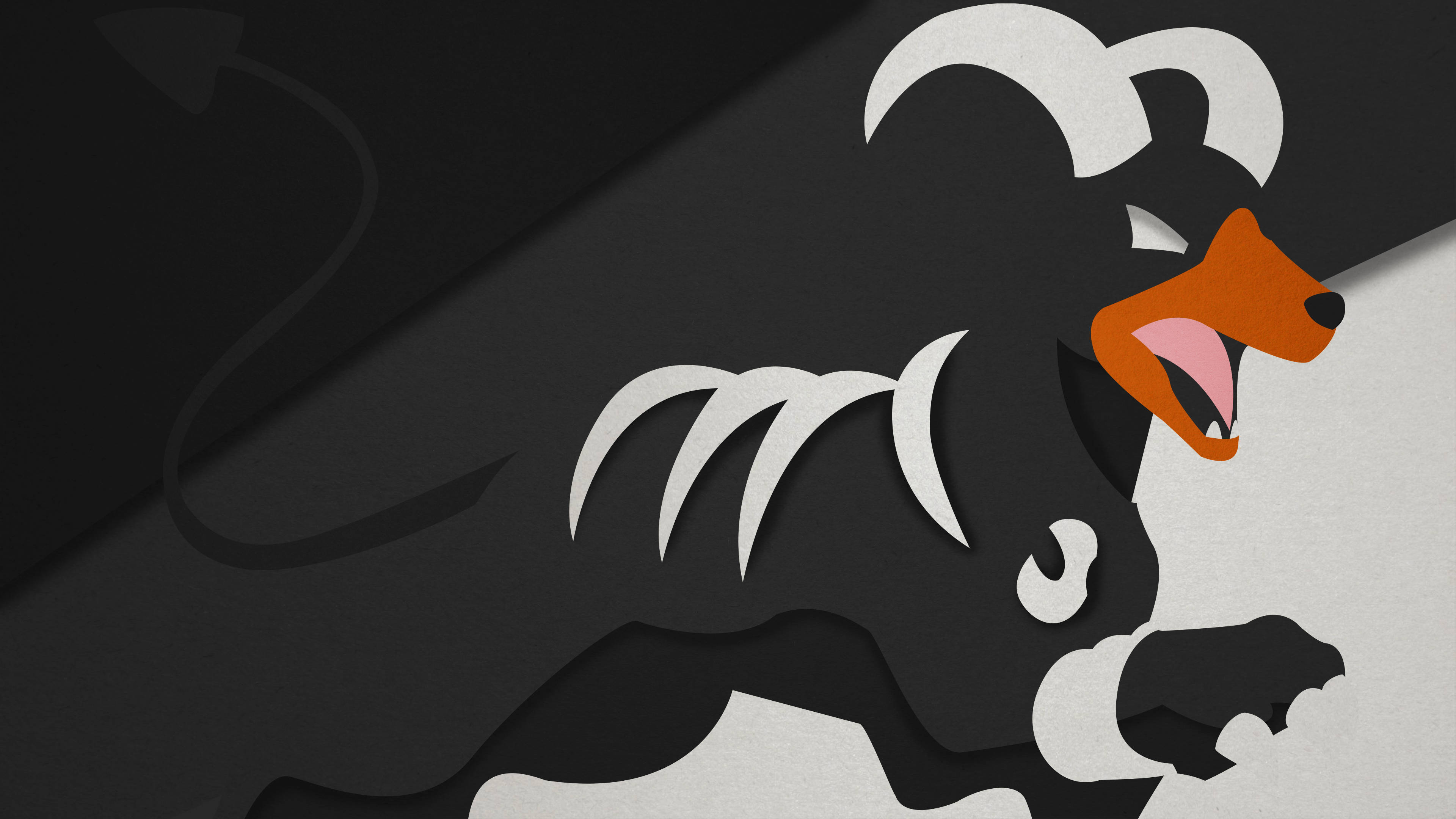 Houndoom, black and white, orange muzzle, 4K Desktop Wallpaper