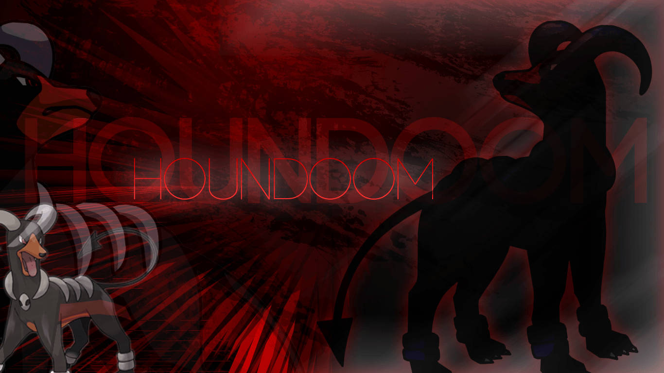 Houndoom, black and red, silhouette, HD Desktop Wallpaper