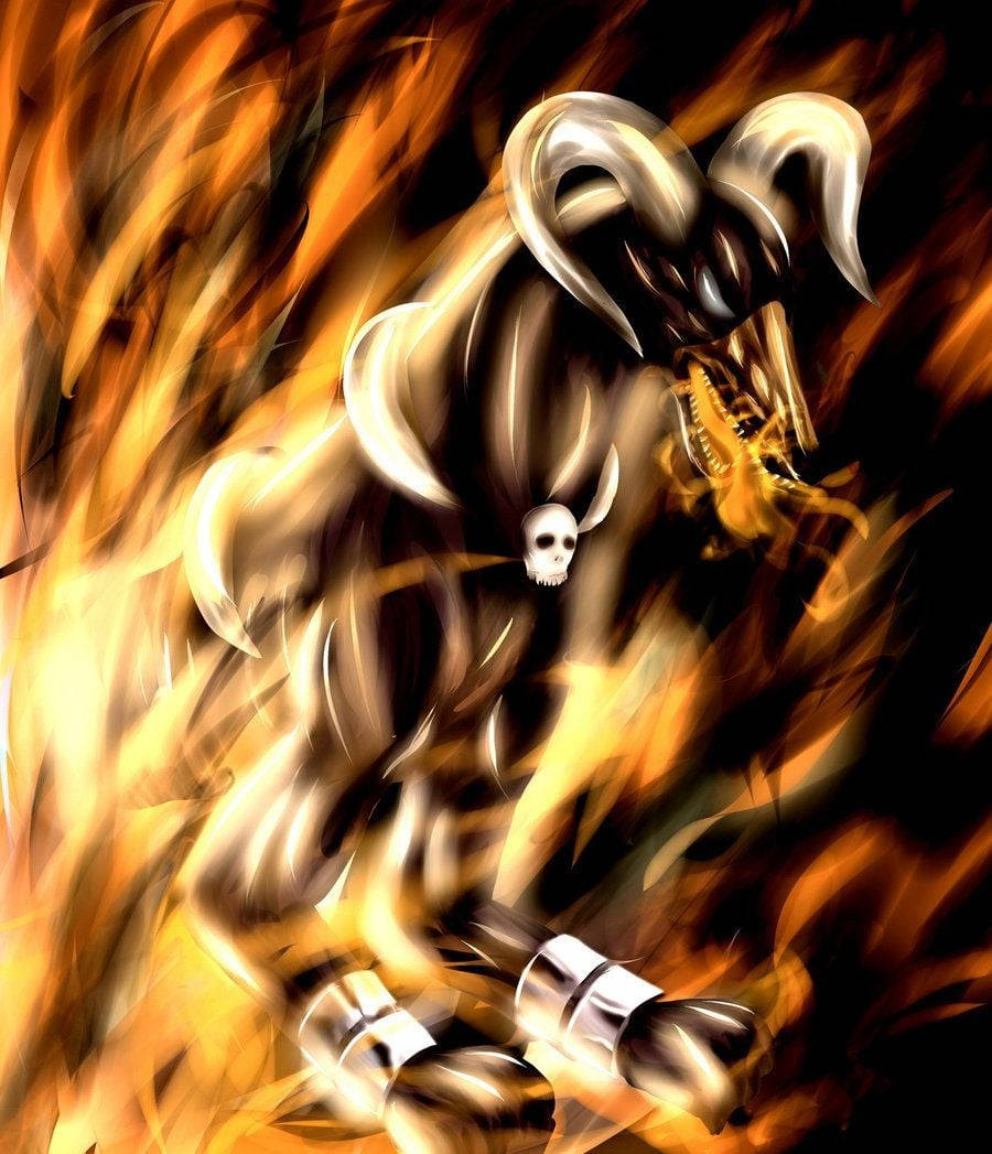Houndoom, flames, glowing horns, SD Phone Wallpaper