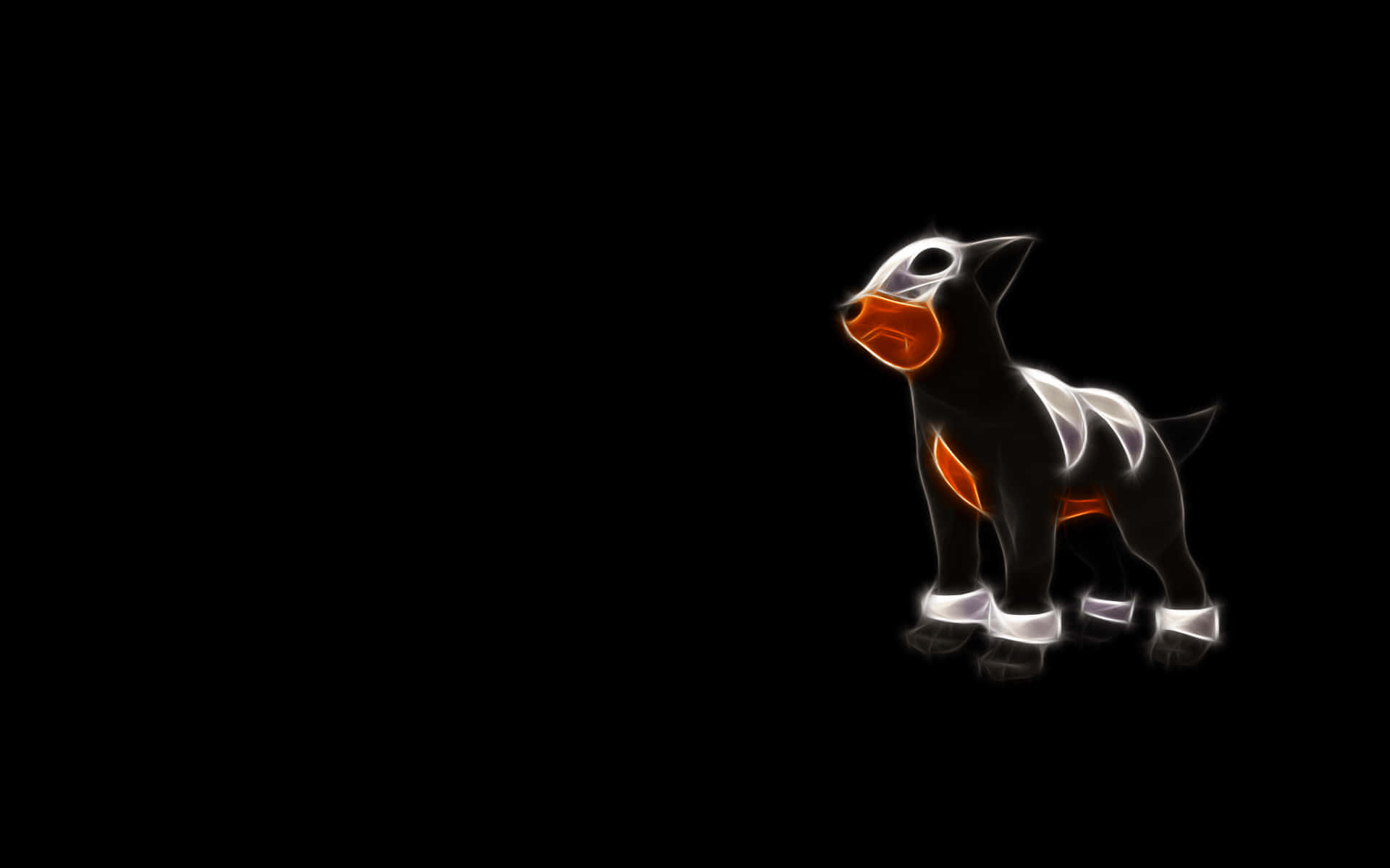 Houndour, neon lights, orange accents, Full HD Desktop Wallpaper
