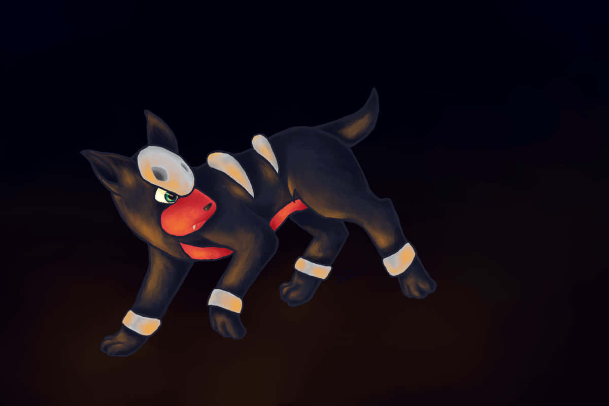 Houndour, glowing red nose, white markings, SD Desktop Wallpaper