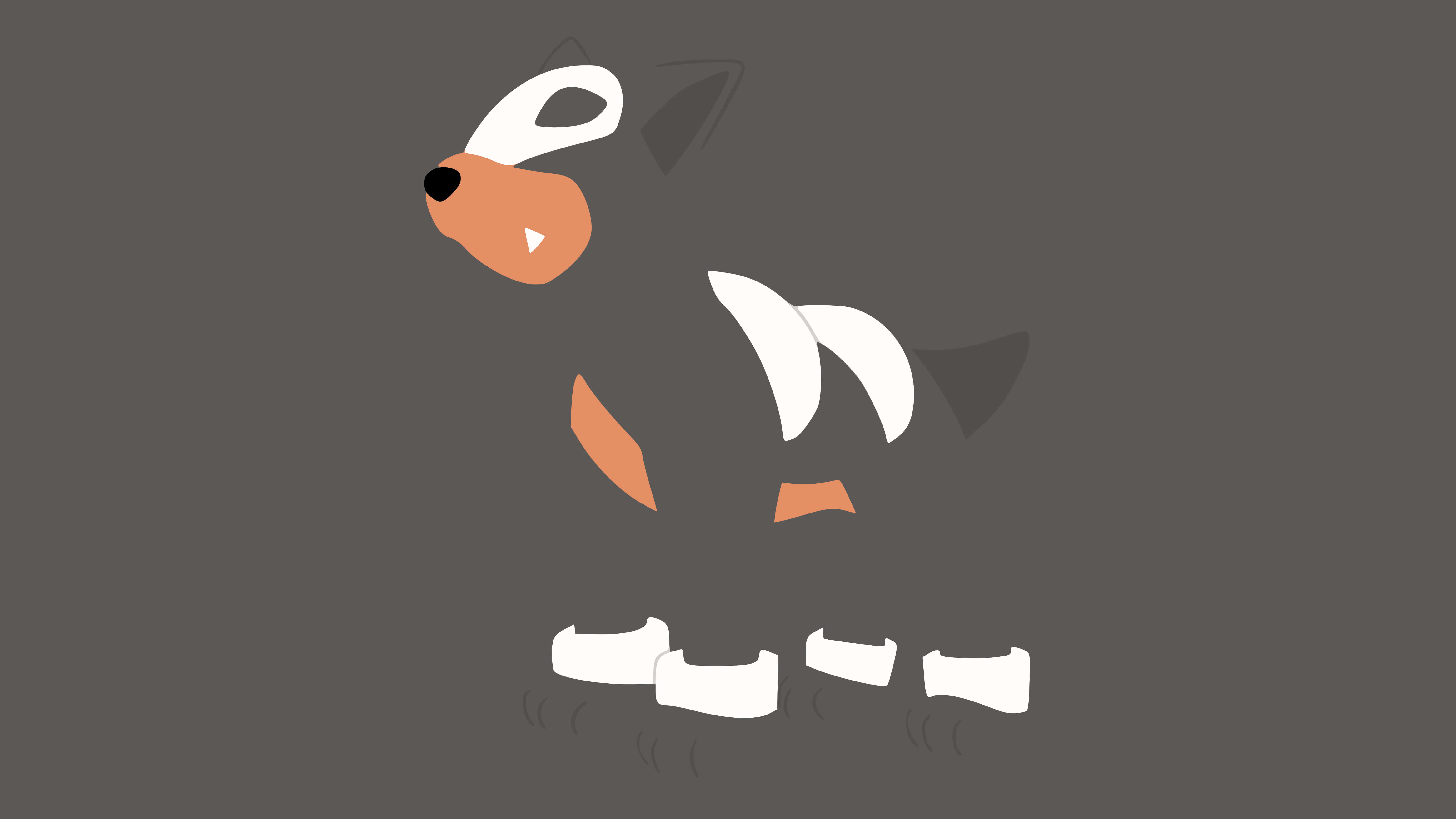 Houndour, gray color scheme, black white and orange patches, 5K Desktop Wallpaper