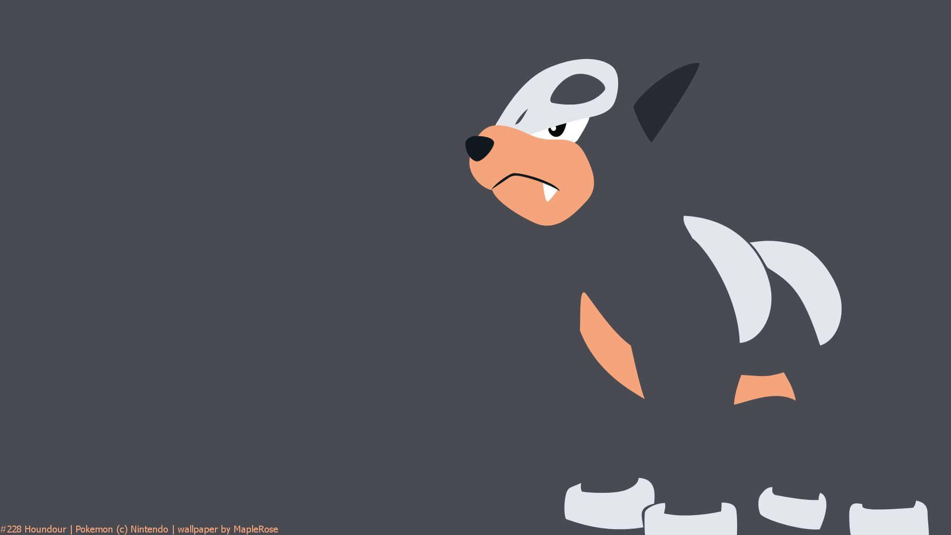 Houndour, dark gray background, angry expression, Full HD Desktop Wallpaper