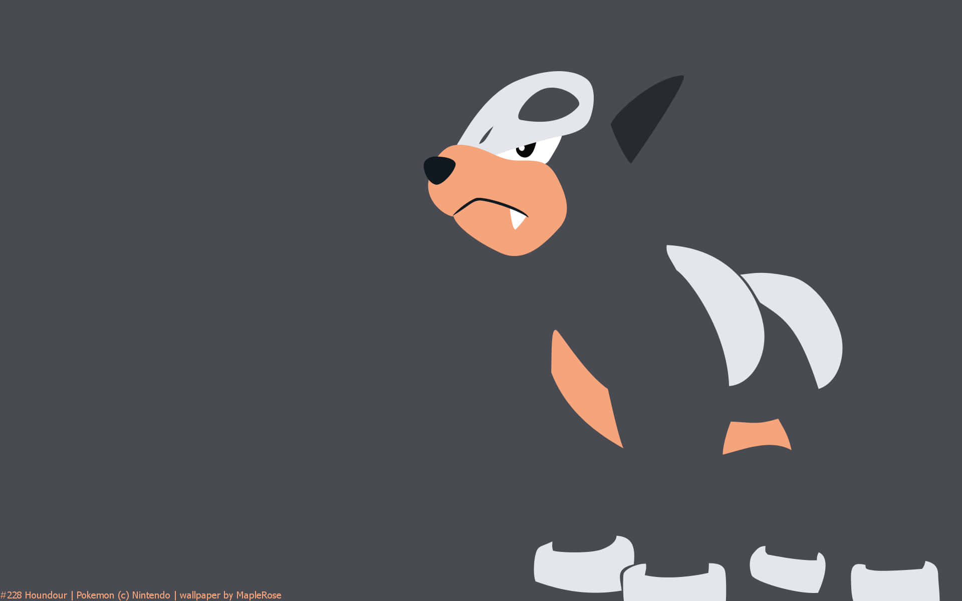 Houndour, gray, minimalist, Full HD Desktop Wallpaper