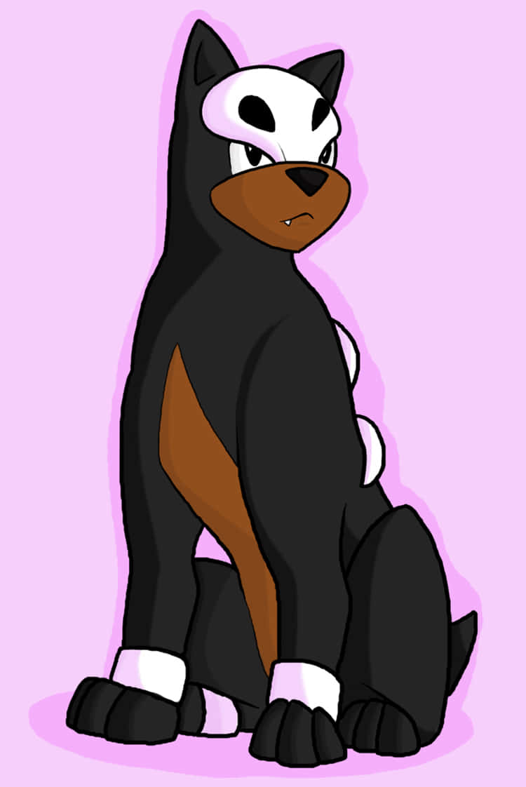 Houndour, bright pink backdrop, cartoon dog, SD Phone Wallpaper