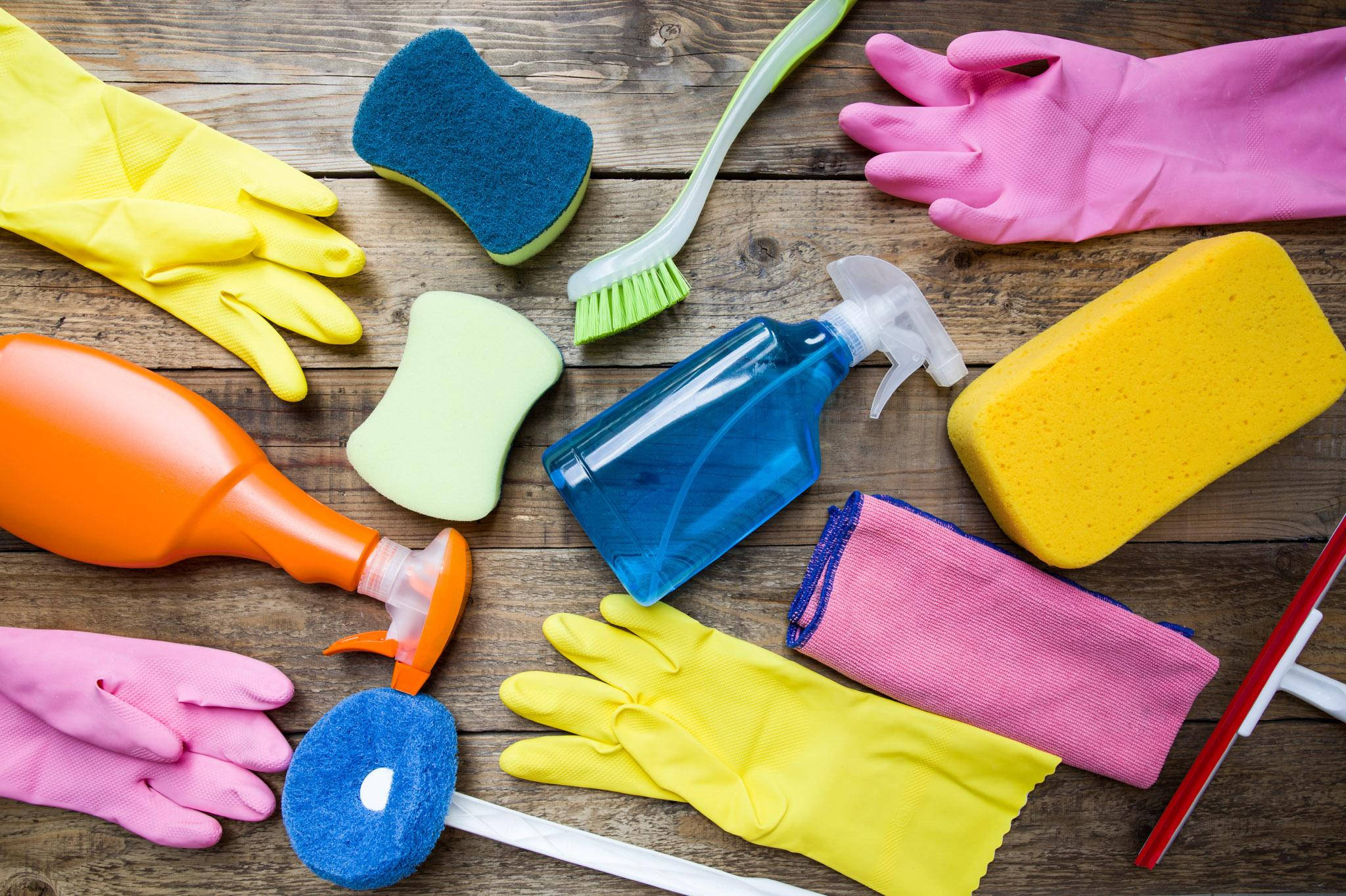 house cleaning, gloves, sponges, Full HD Desktop Wallpaper