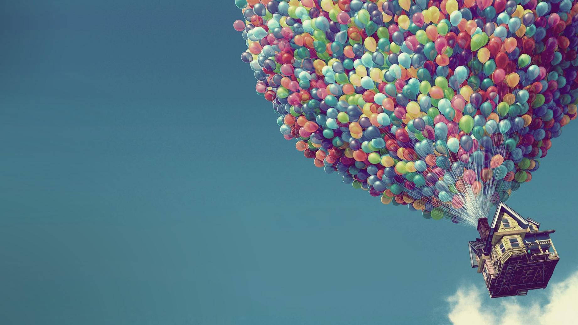 House Fly, colorful balloons, clear blue sky, HD Desktop Wallpaper