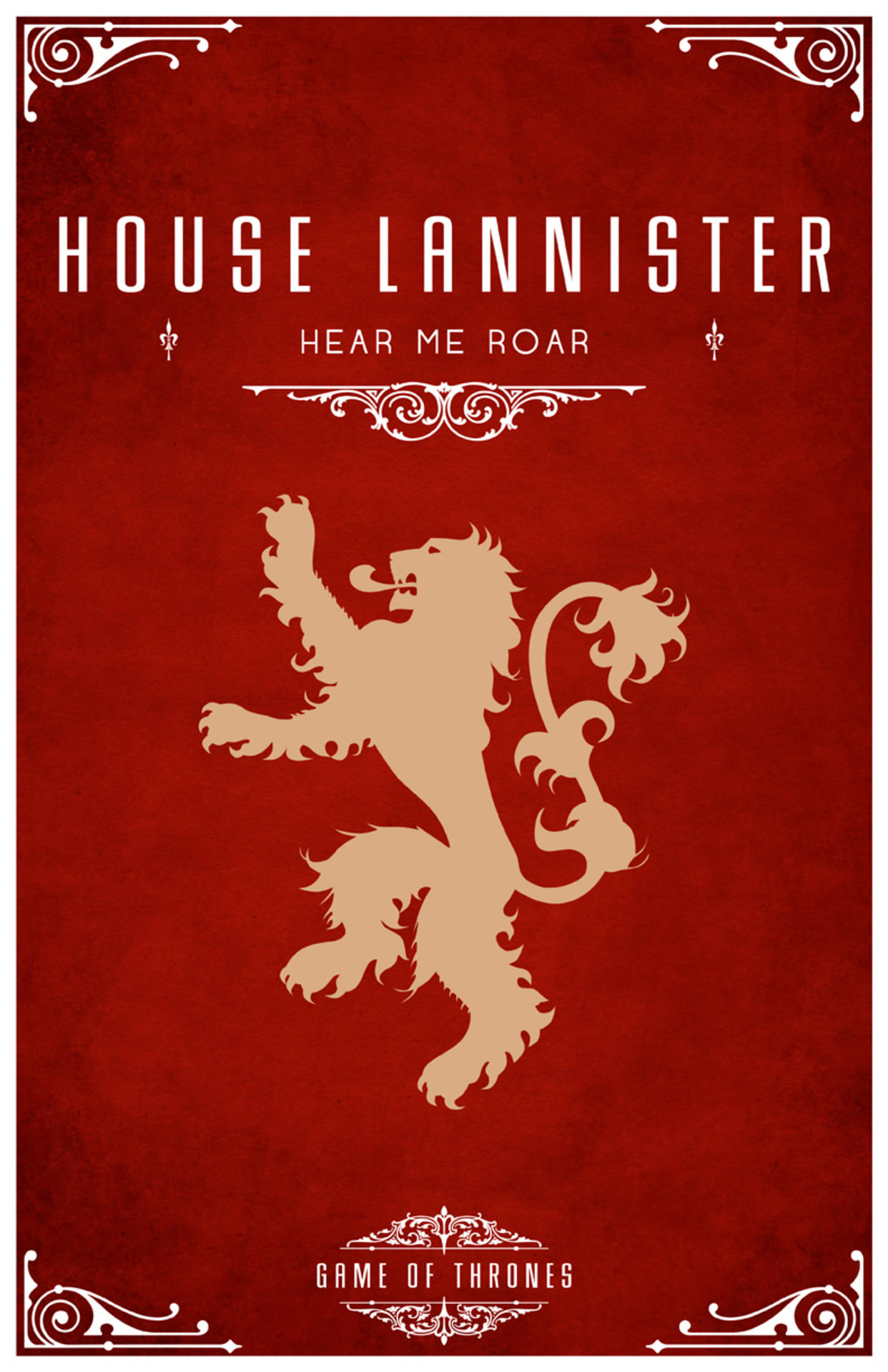 House Lannister, gold lion rampant, textured crimson background, Full HD Phone Wallpaper