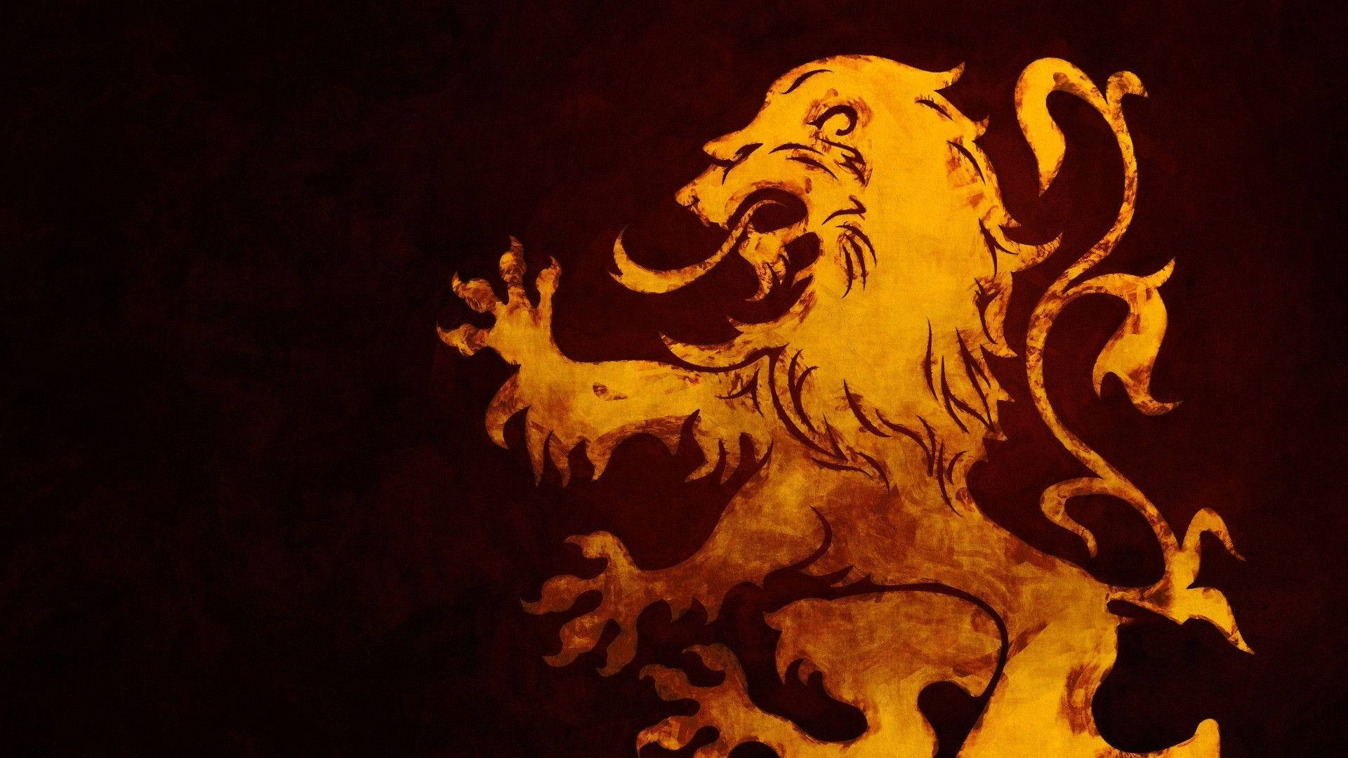 House Lannister, golden lion rampant, ornate flourishes, Full HD Desktop Wallpaper