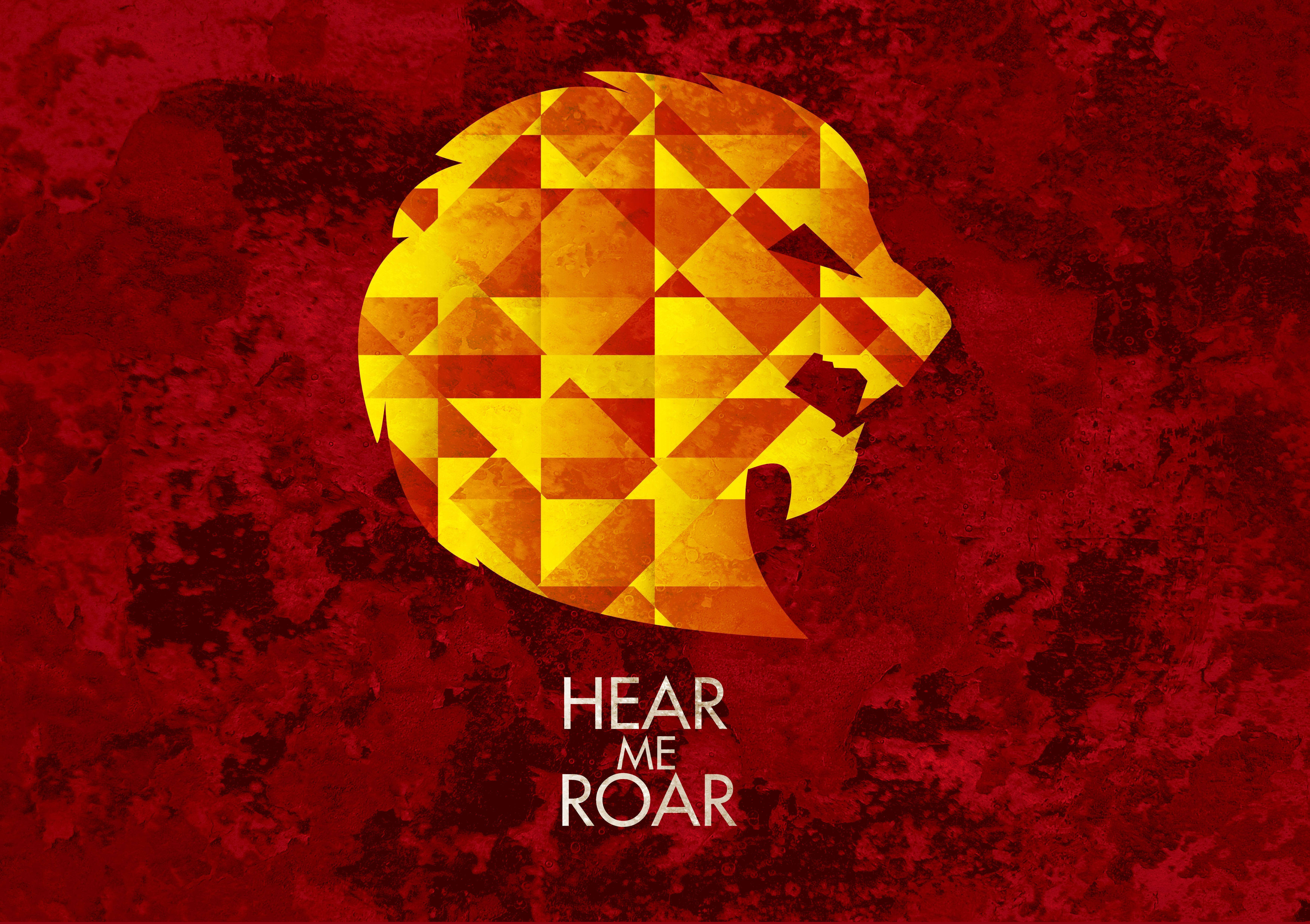 House Lannister, geometric lion head, fiery yellow, 5K Desktop Wallpaper