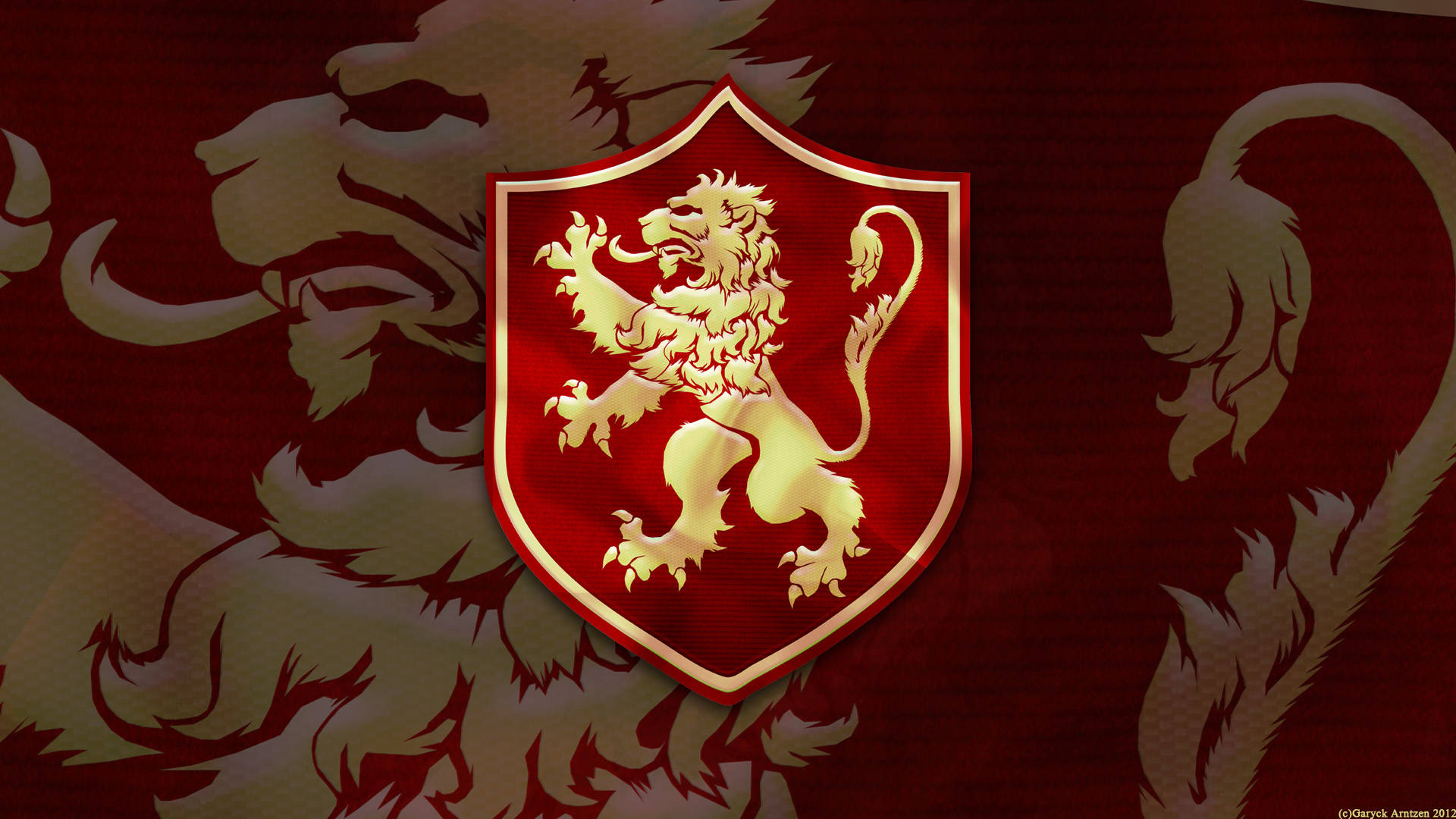 House Lannister, golden rampant lion, red shield, Full HD Desktop Wallpaper