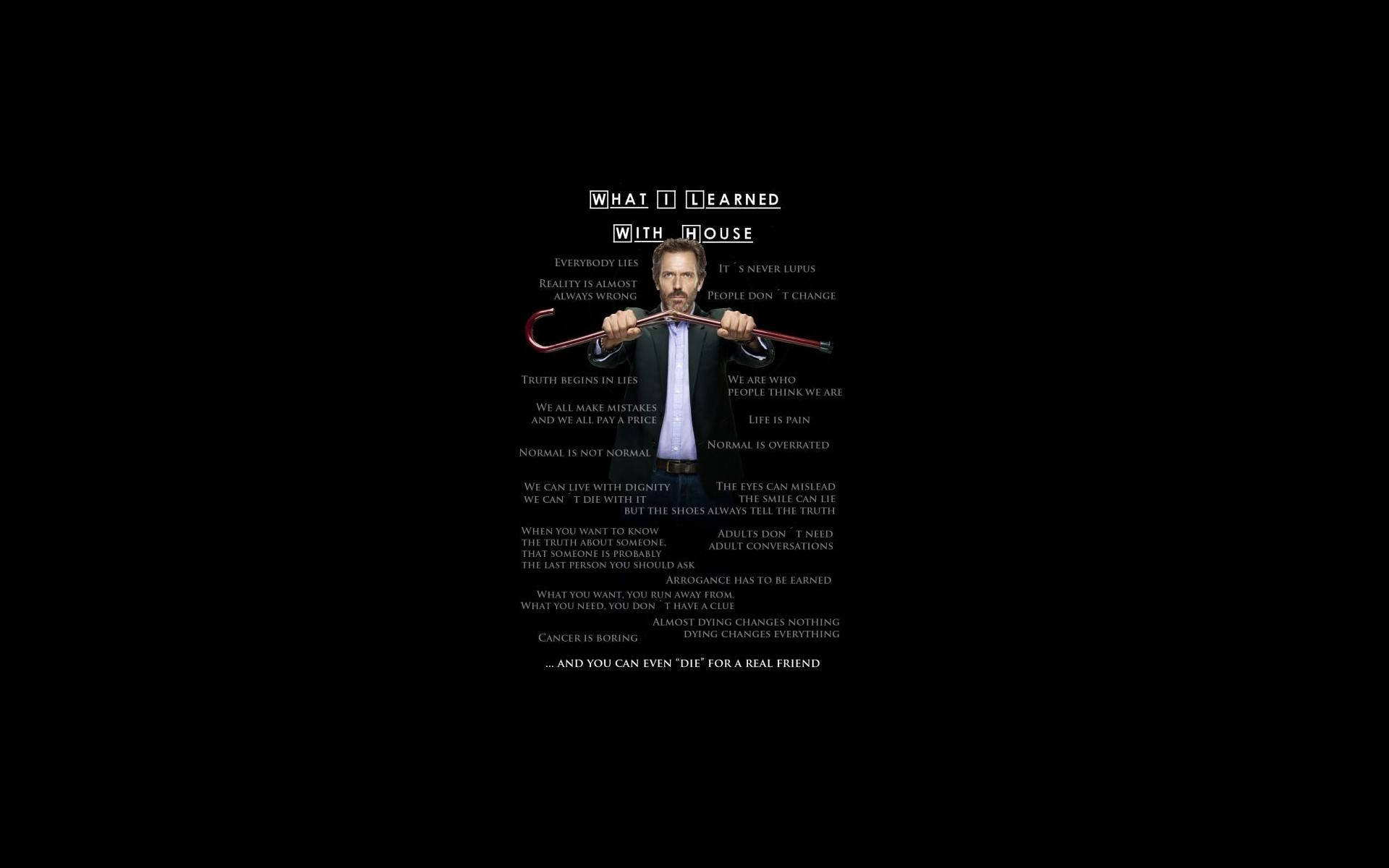 House M.D., broken cane, black background, Full HD Desktop Wallpaper