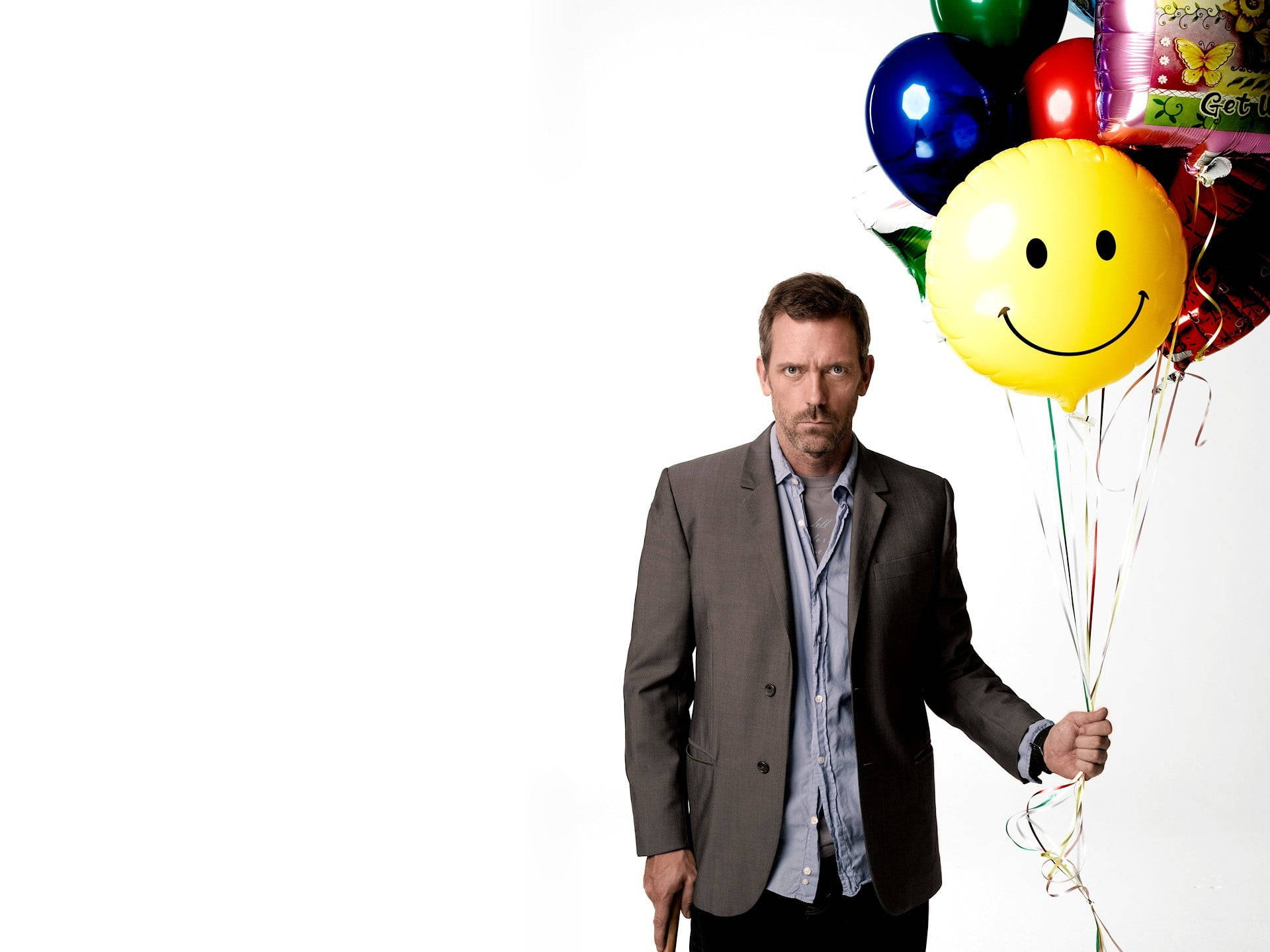 House MD, yellow smiley face balloon, colorful balloons, Full HD Desktop Wallpaper