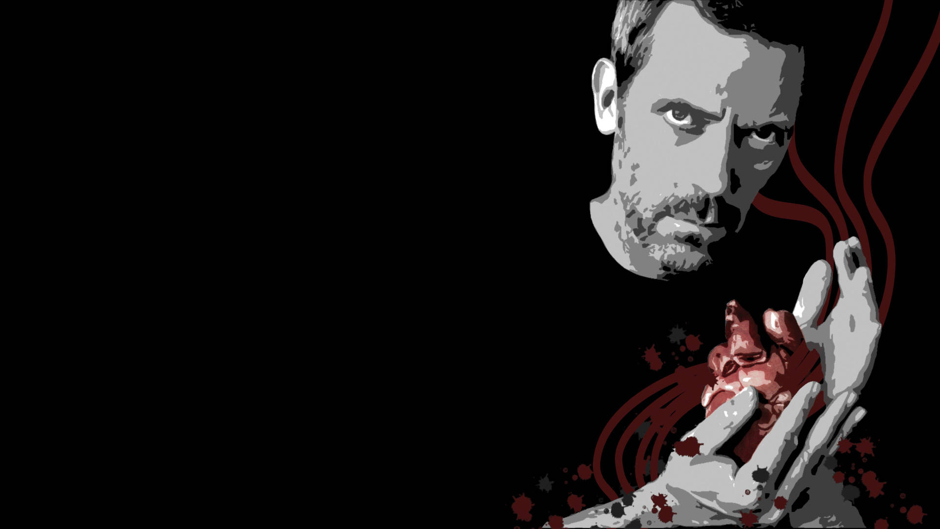 House MD, bloody heart, black background, Full HD Desktop Wallpaper
