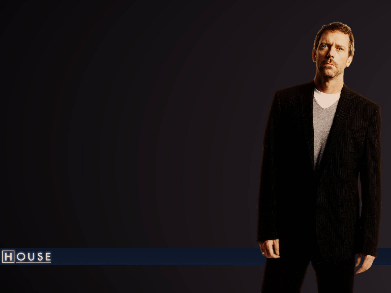 House MD, dark pinstripe suit, gradient black background, HD Desktop Wallpaper
