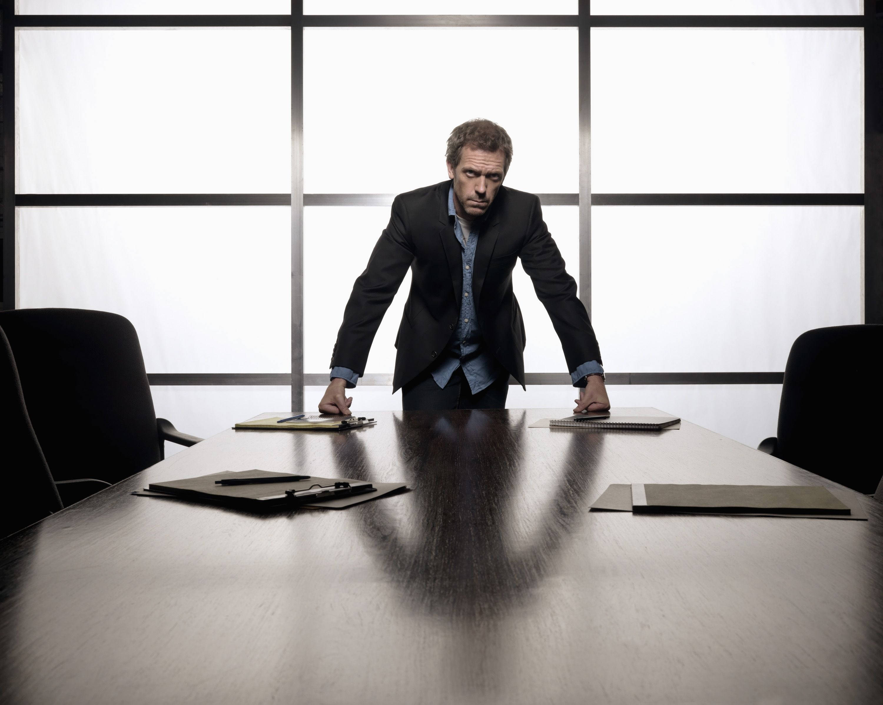 House MD, conference room, polished conference table, 2K Desktop Wallpaper