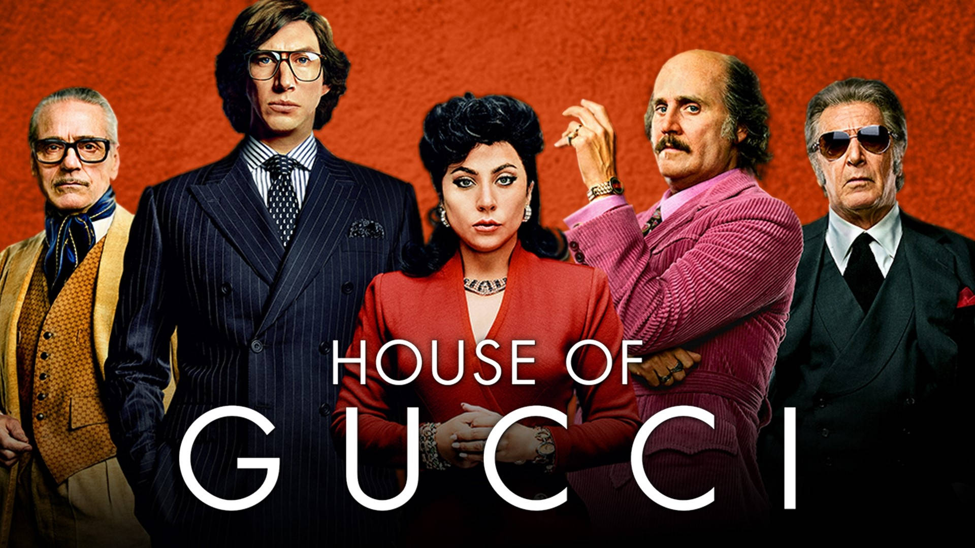 House Of Gucci, red film poster, 1970s fashion, Full HD Desktop Wallpaper