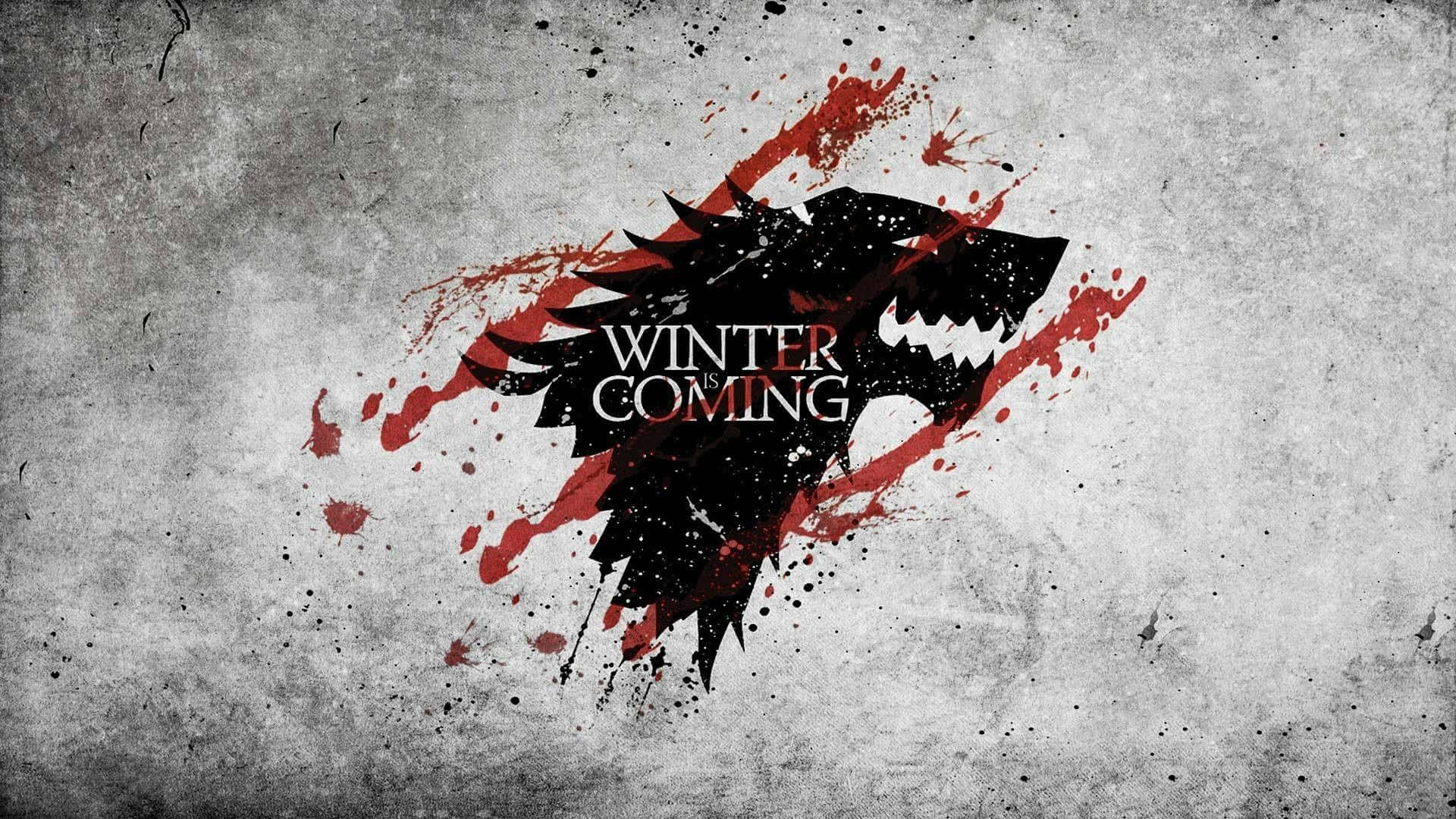 House Stark, direwolf head, red splatters, Full HD Desktop Wallpaper