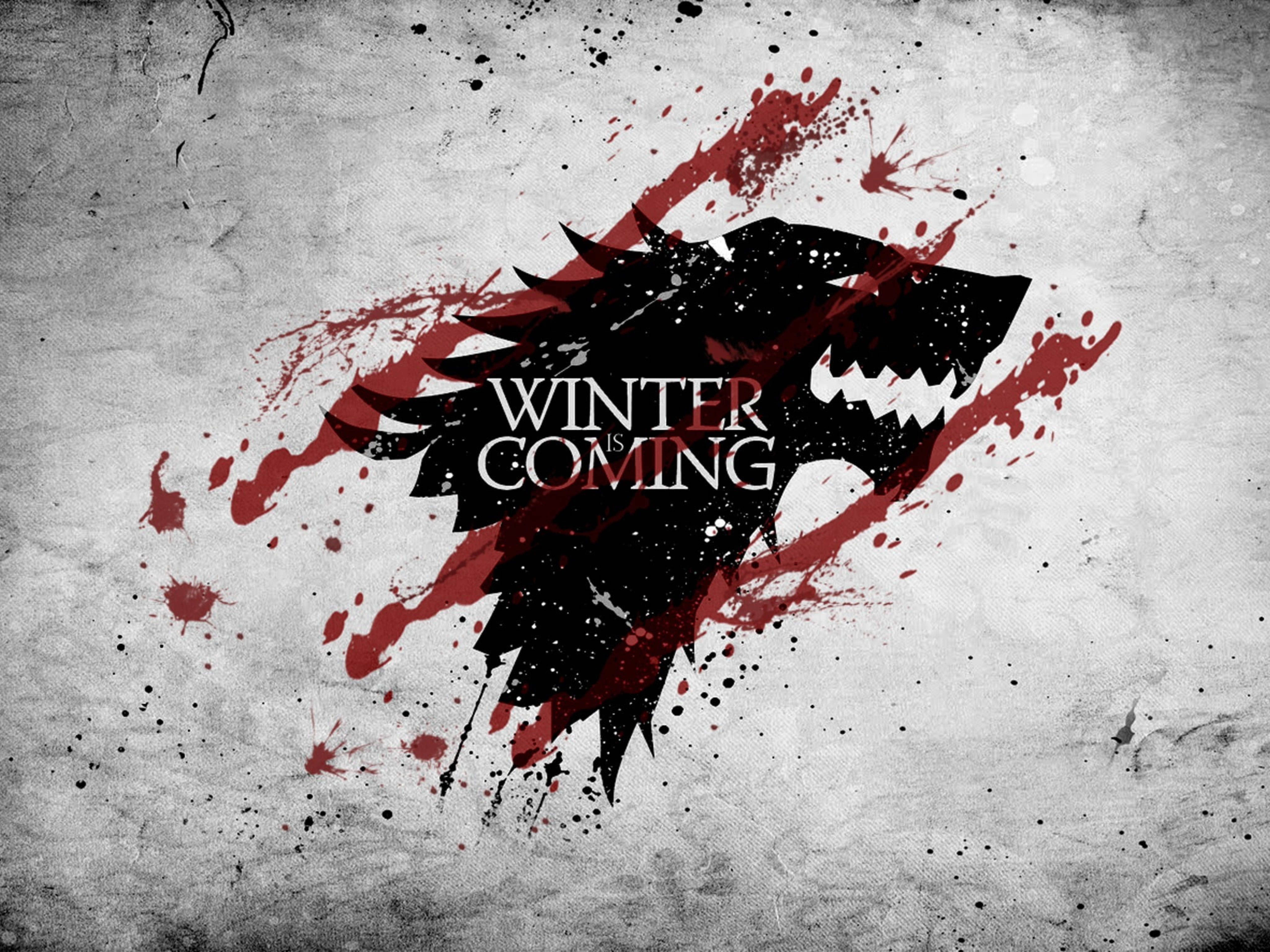 House Stark, direwolf head, red splatters, 5K Desktop Wallpaper