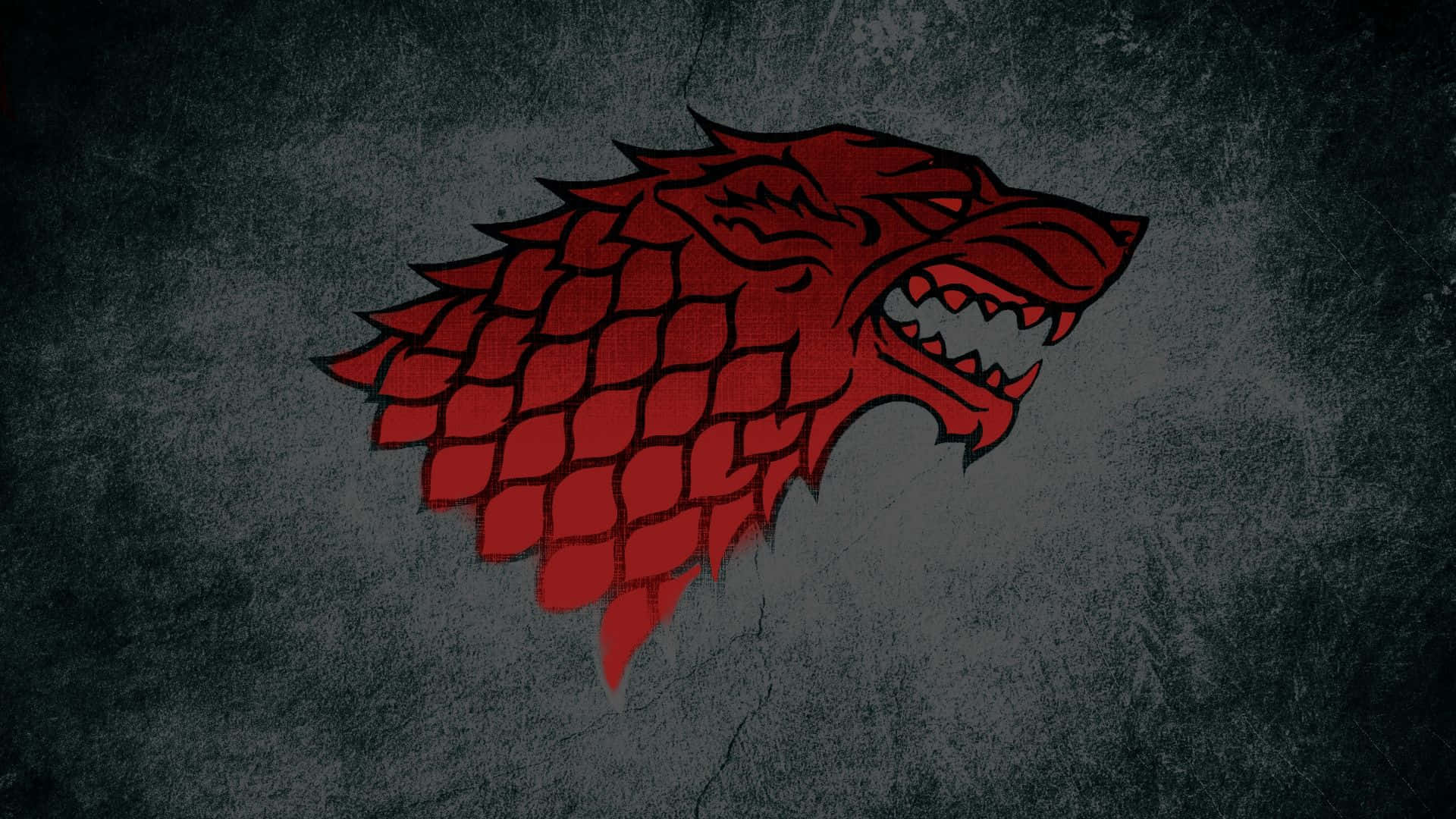 Red House Stark Logo, direwolf head, scaled texture, Full HD Desktop Wallpaper