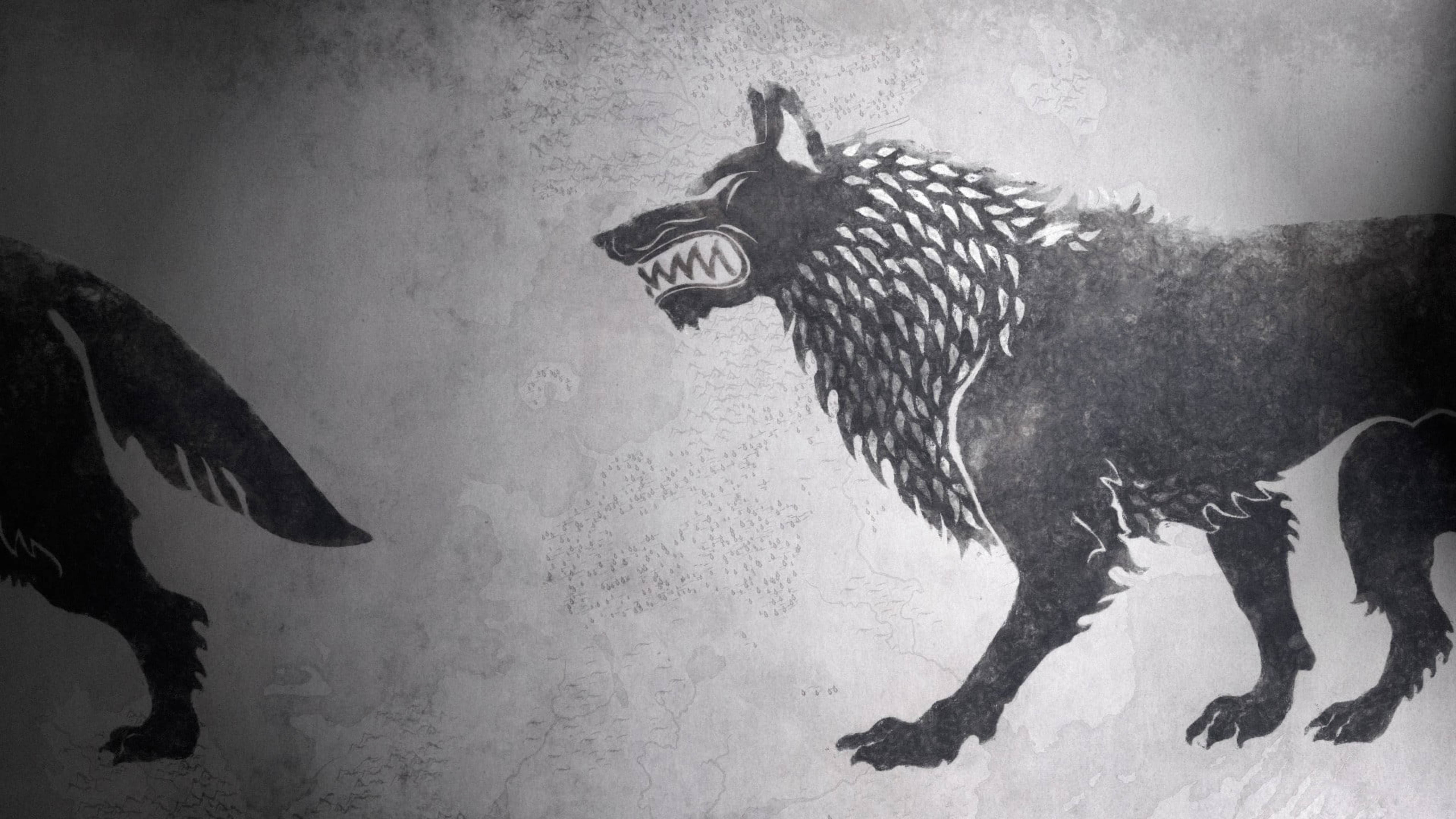 House Stark, wolves, grayscale, 5K Desktop Wallpaper