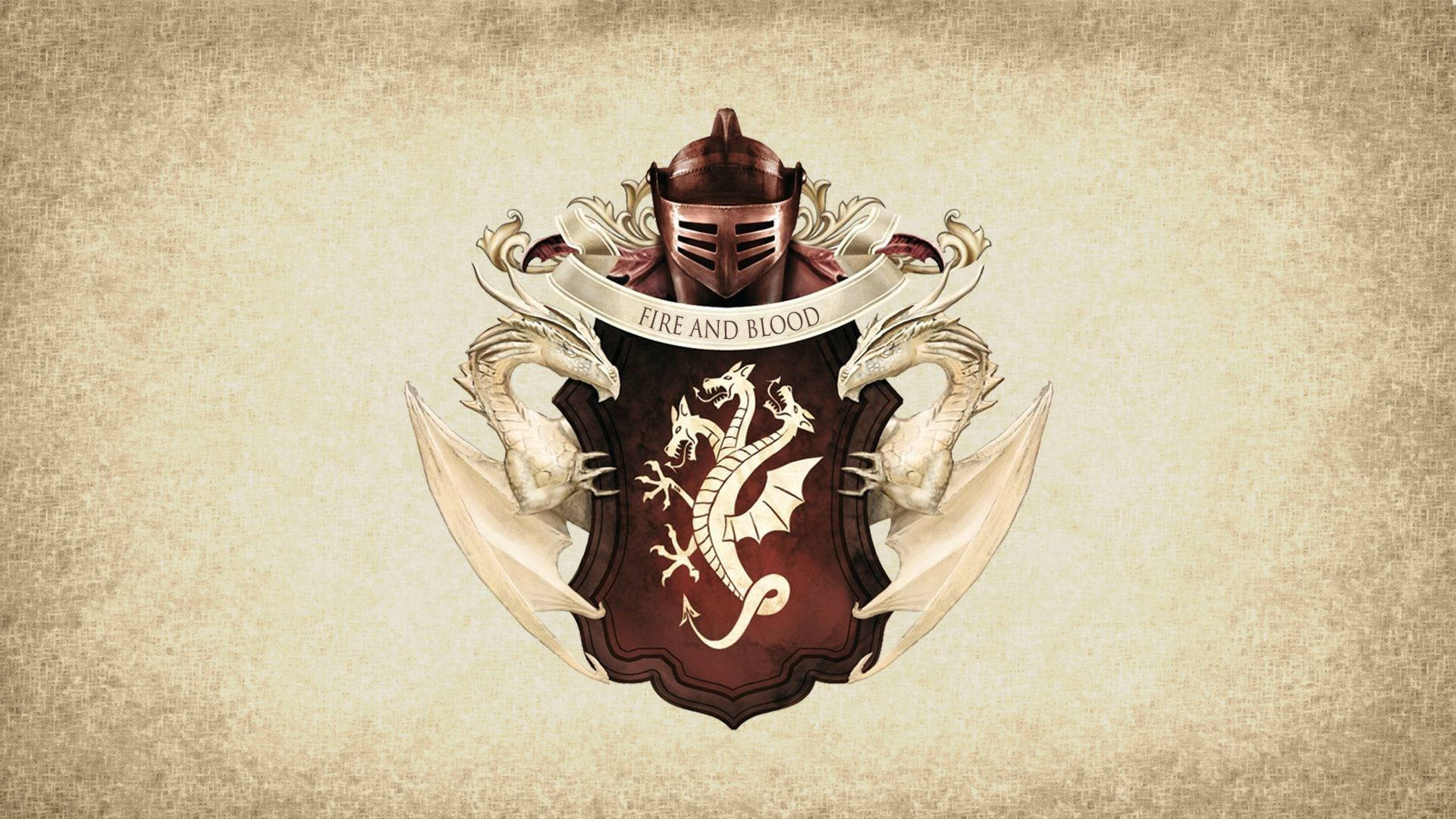 House Targaryen, three-headed dragon, red shield, Full HD Desktop Wallpaper