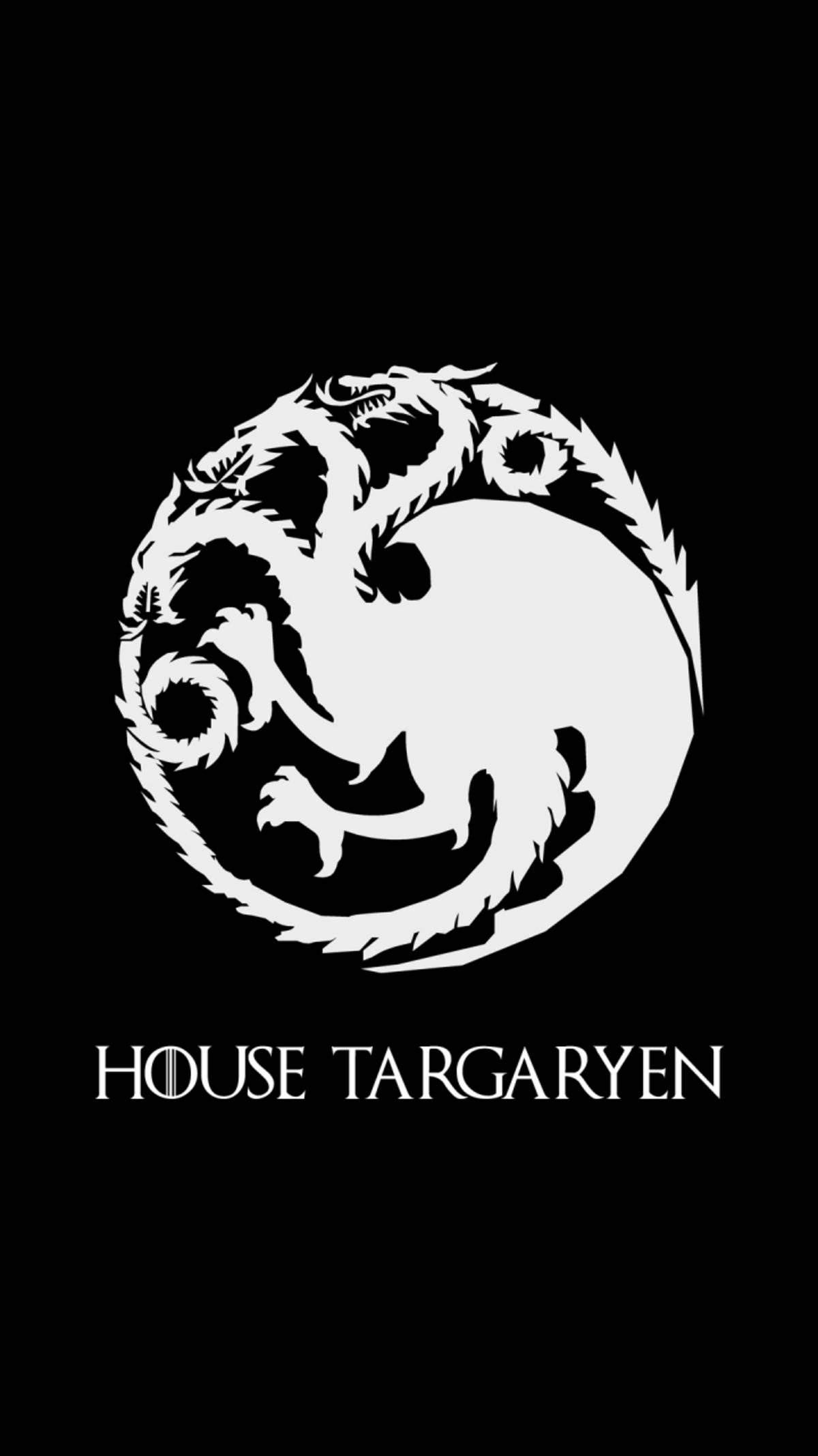 House Targaryen, three-headed dragon emblem, black background, Full HD Phone Wallpaper