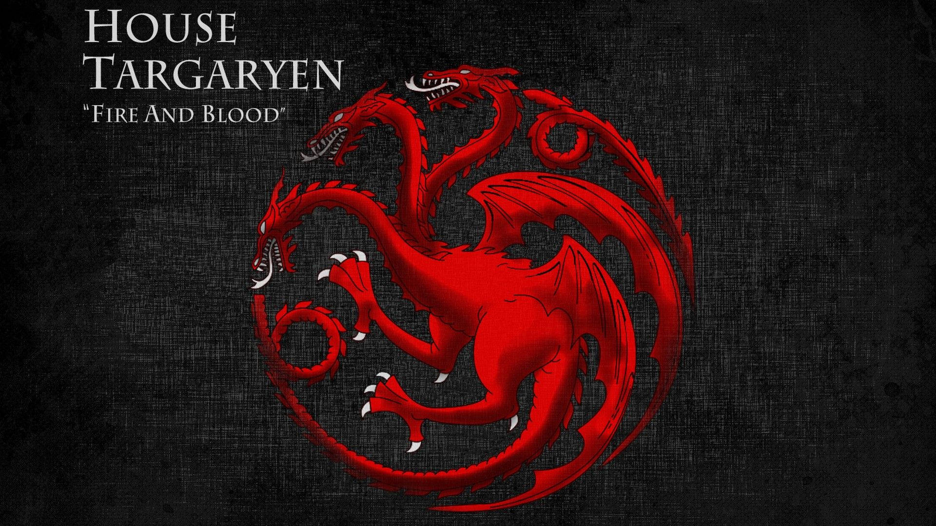House Targaryen, three-headed dragon emblem, textured black fabric, Full HD Desktop Wallpaper