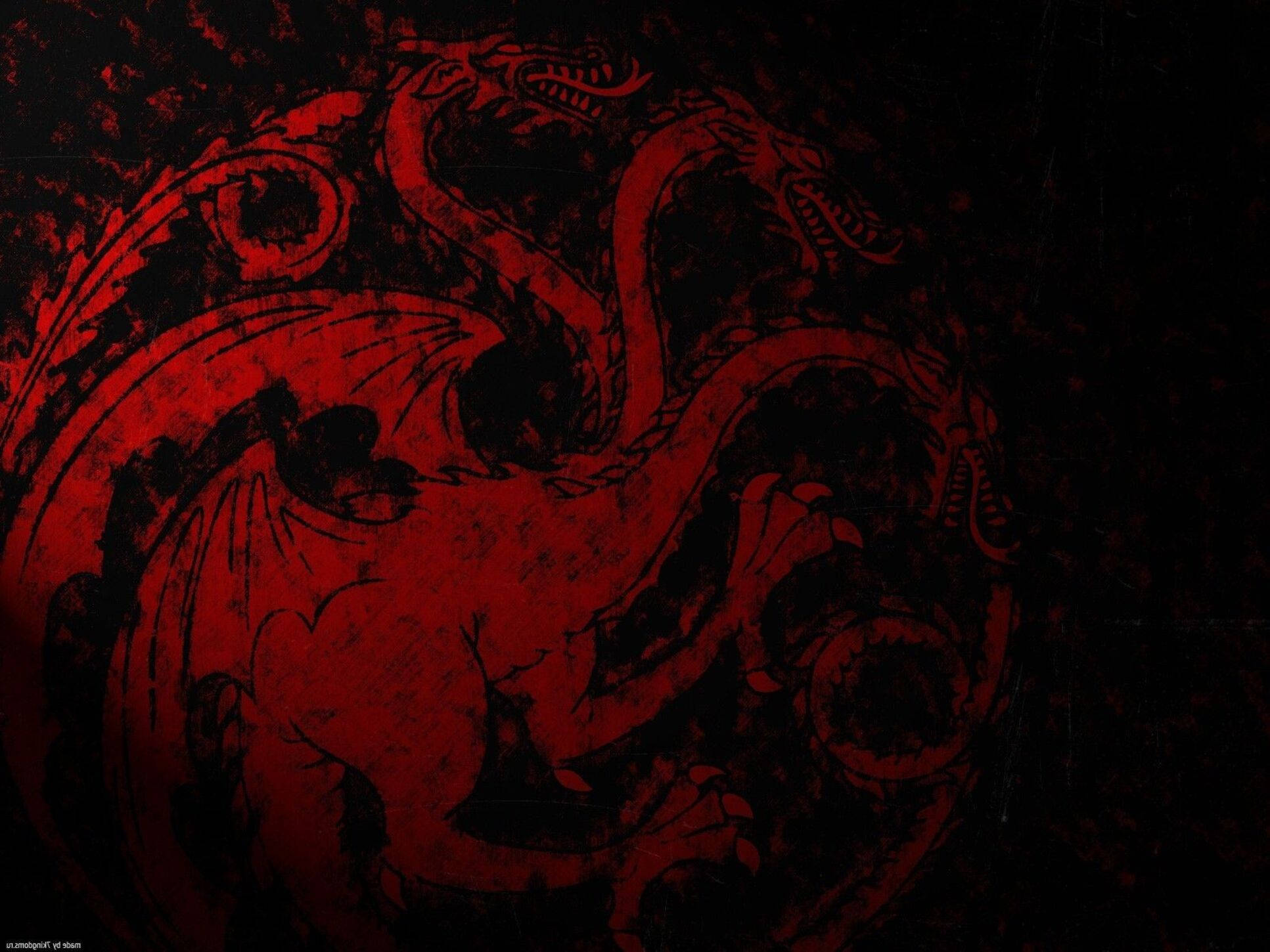 House Targaryen, red dragons, gritty black background, Full HD Desktop Wallpaper