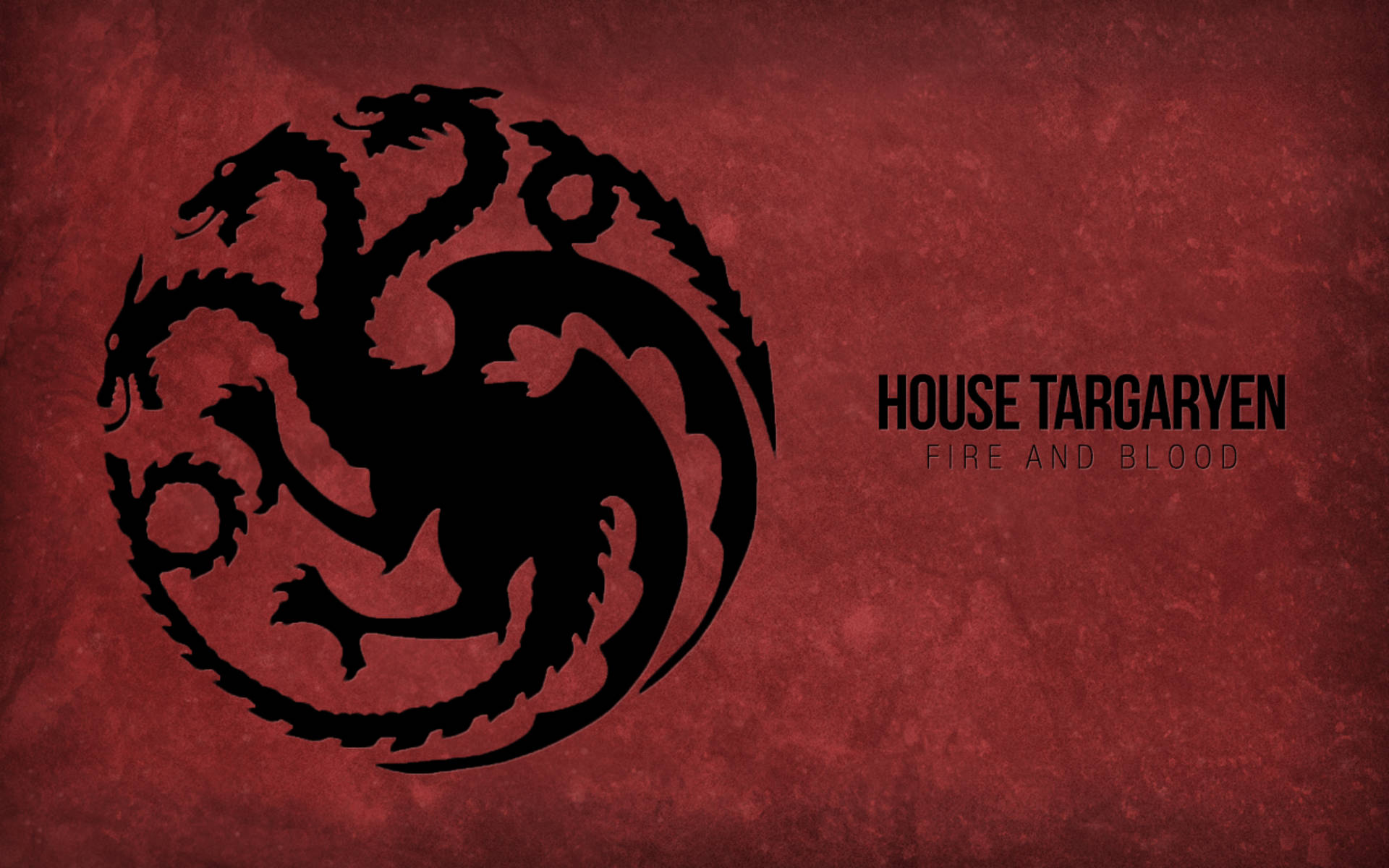 House Targaryen, three-headed dragon emblem, crimson background, Full HD Desktop Wallpaper